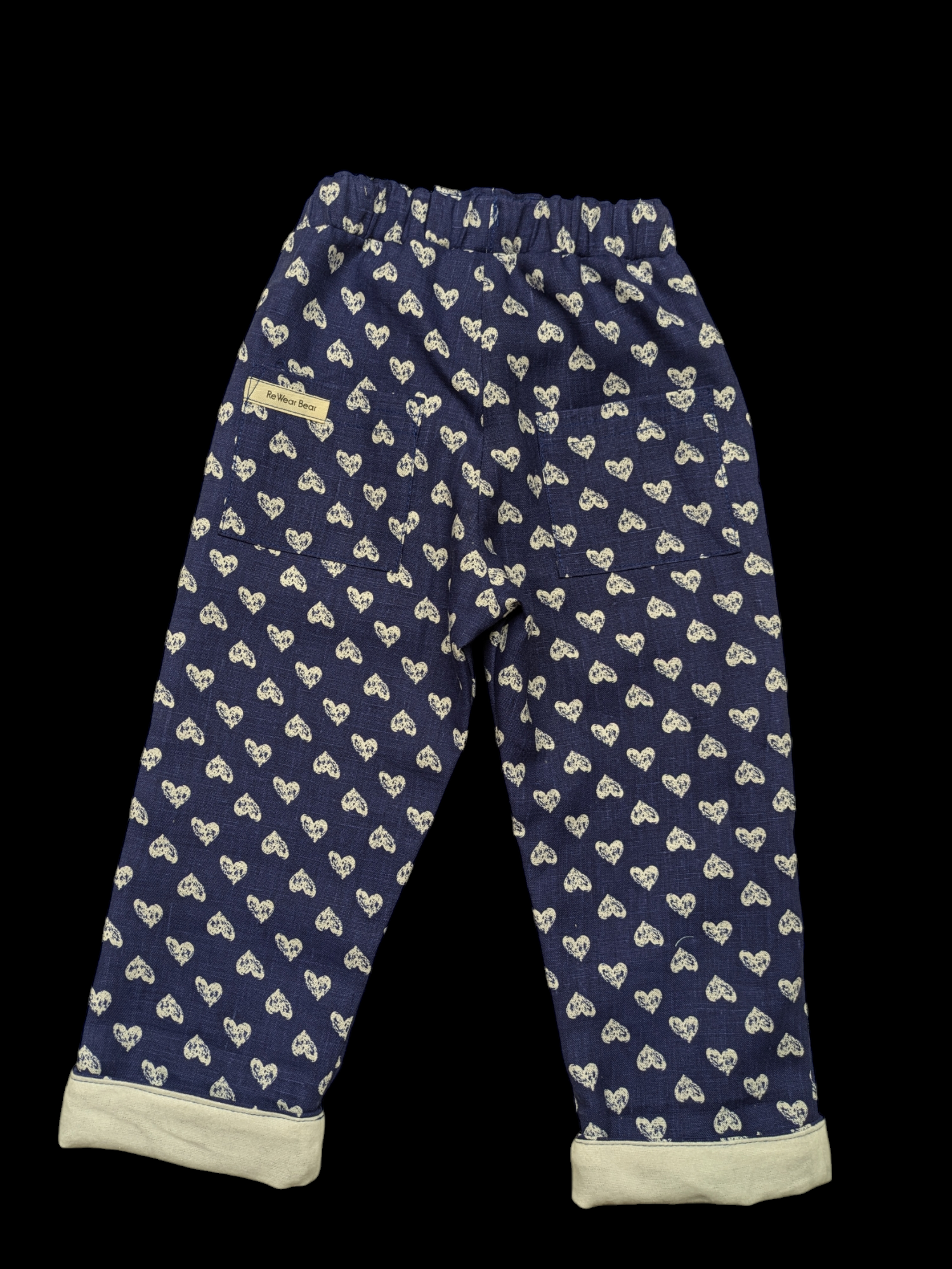Hearts brushed cotton lining 2-3yrs