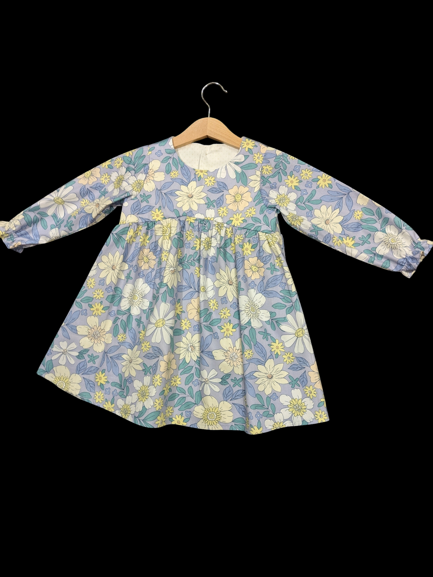 Blue and white flowers long sleeves 2-3y