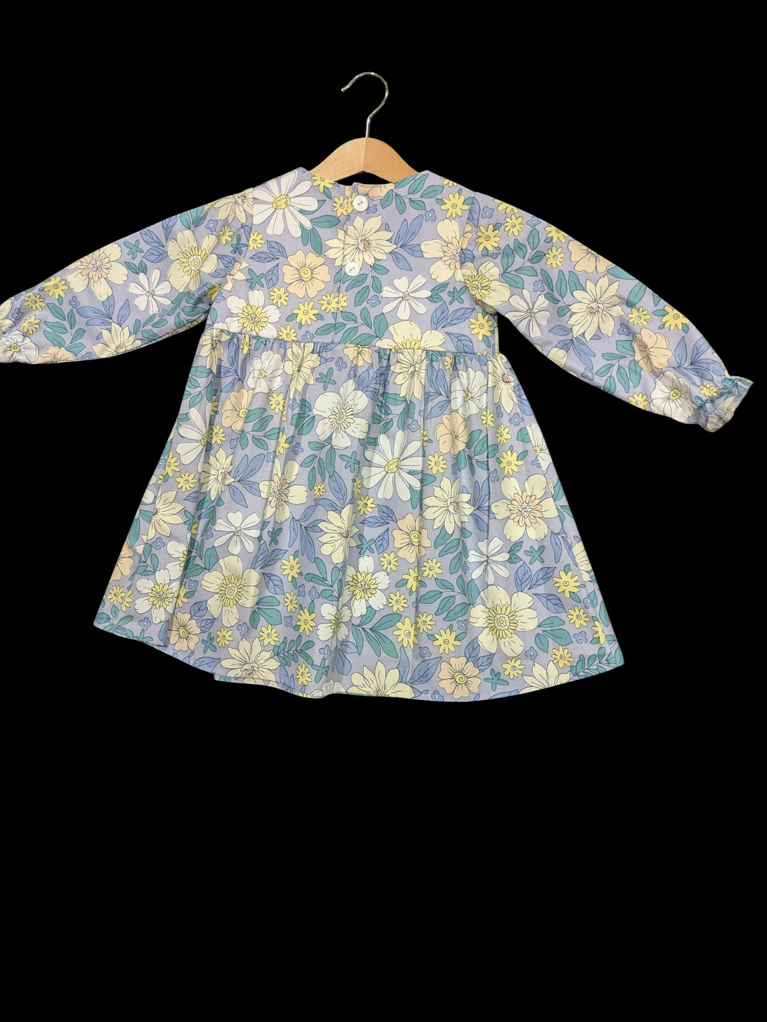 Blue and white flowers long sleeves 2-3y