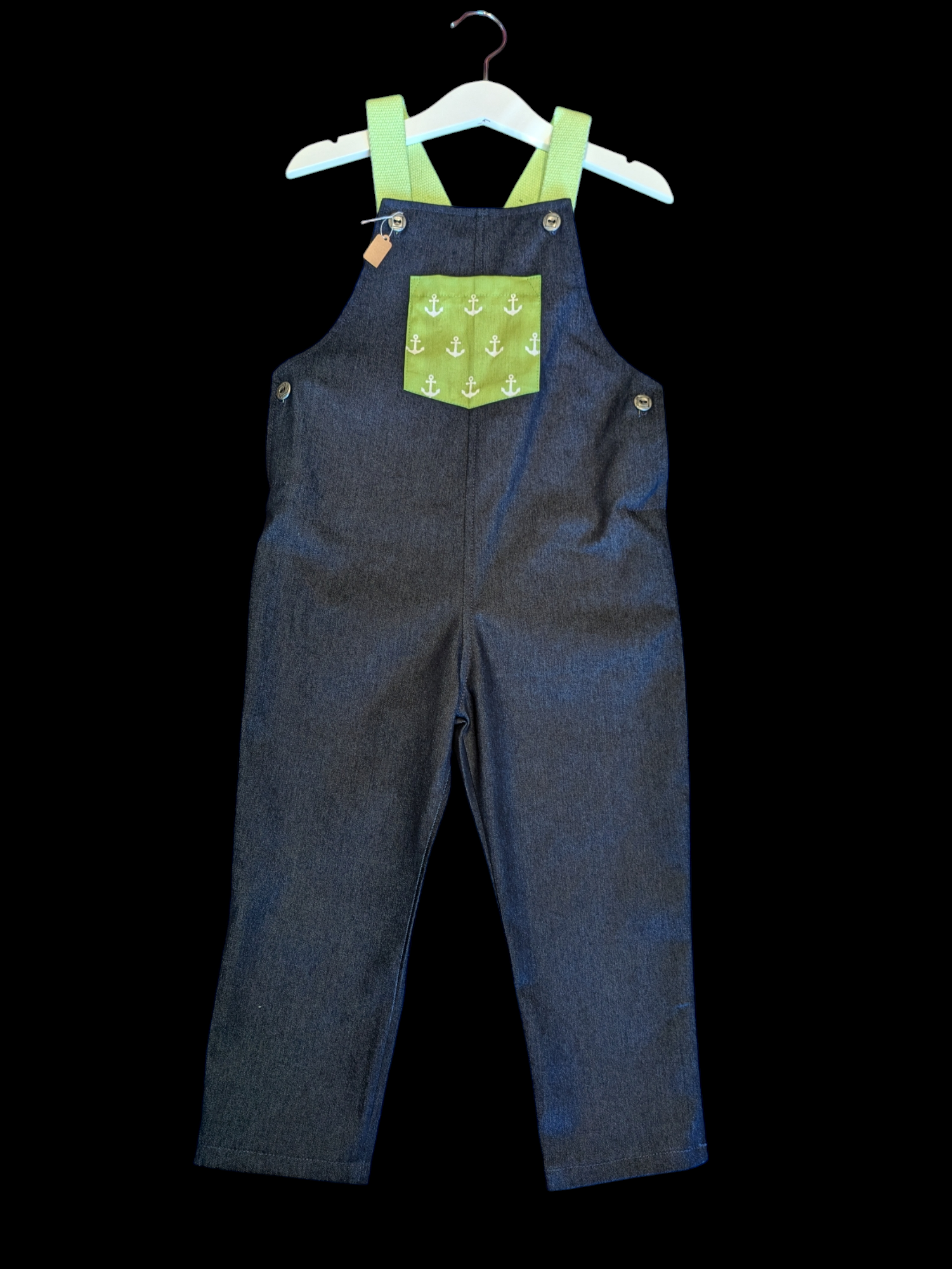 Denim green straps 3-4yrs