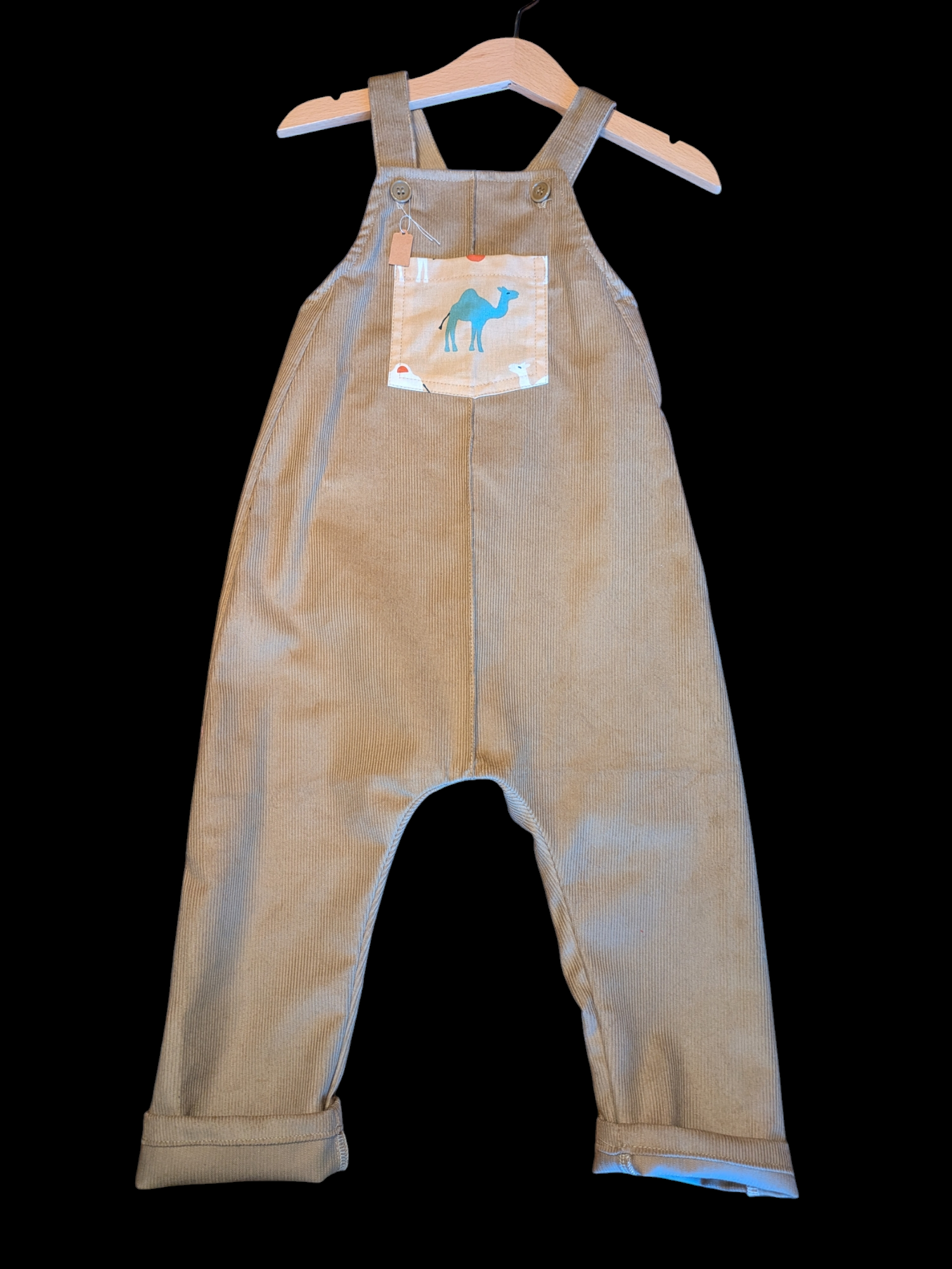 Beige cord with camel pocket 2-3yrs