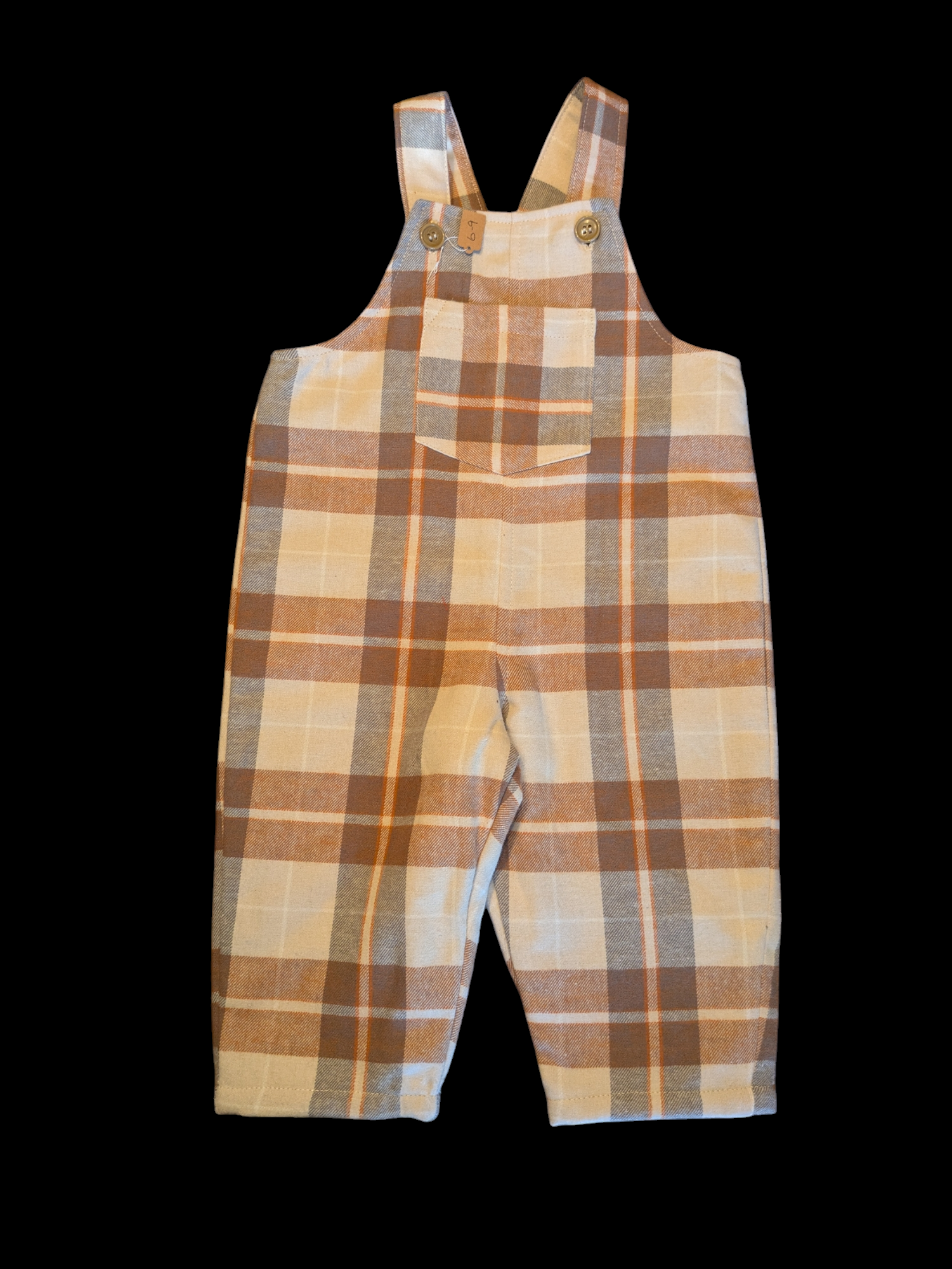 Beige check with light blue lining 6-12m