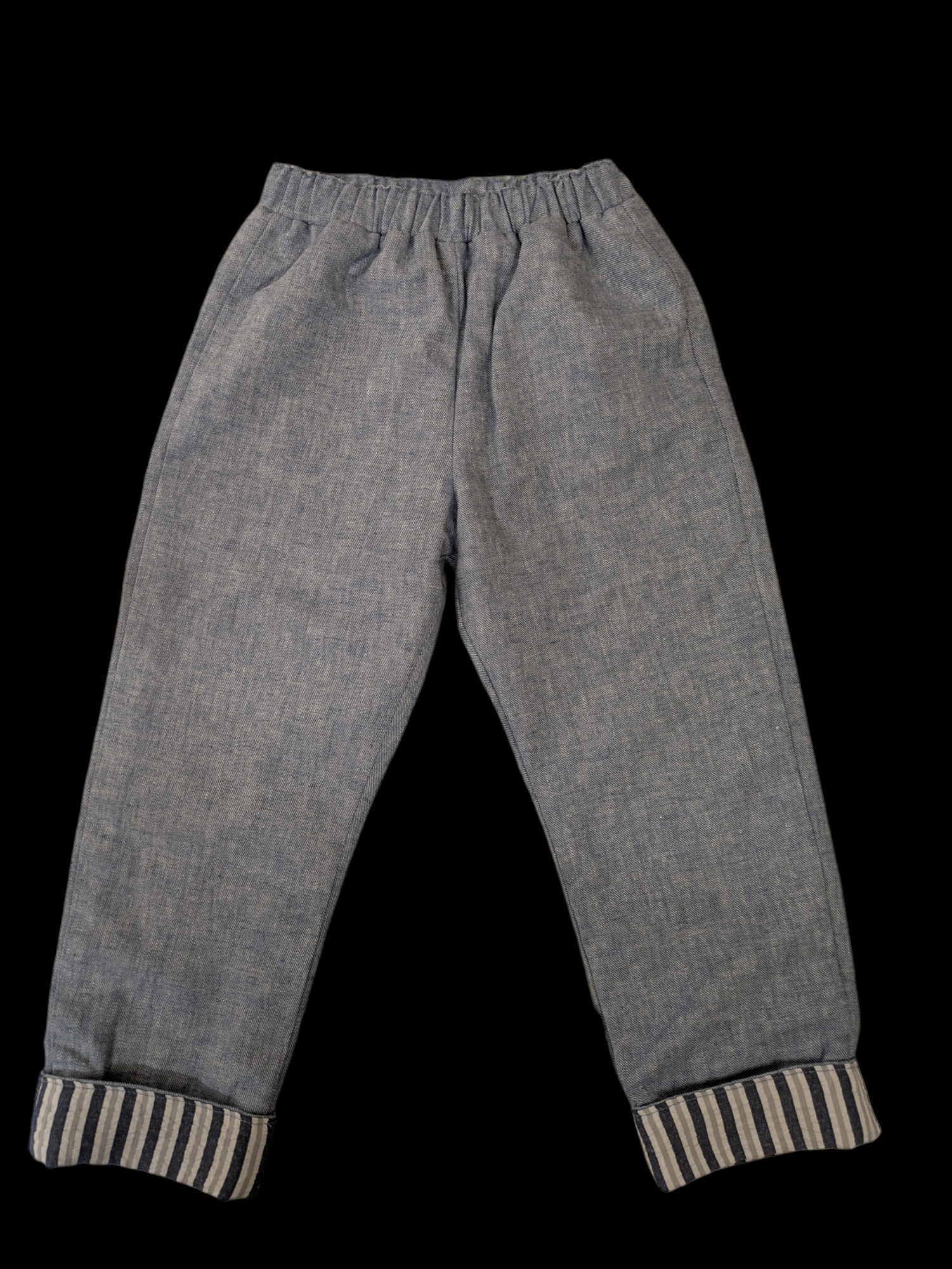 Light blue rainbow stripe lining 4-5yrs