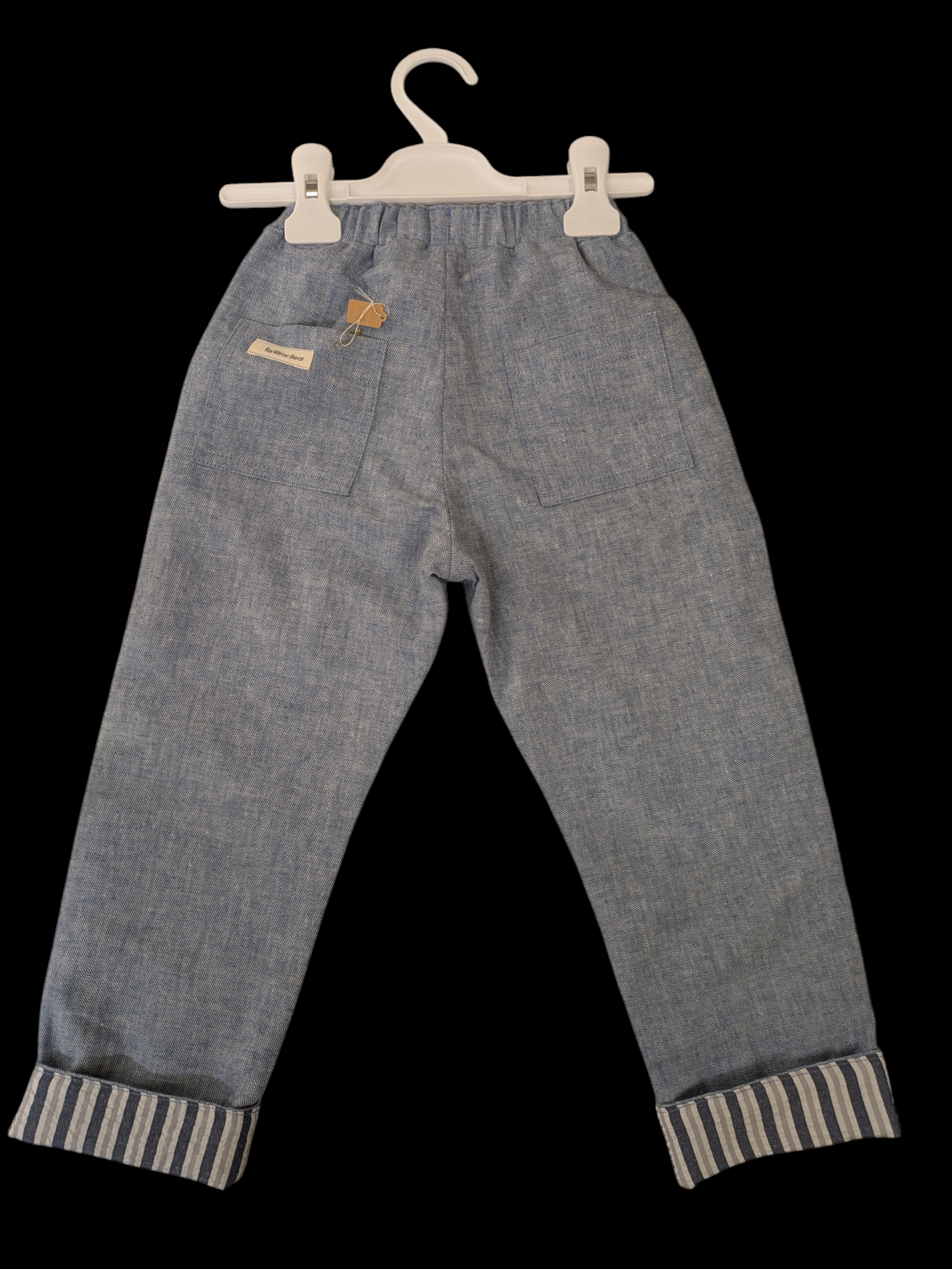 Light blue rainbow stripe lining 4-5yrs