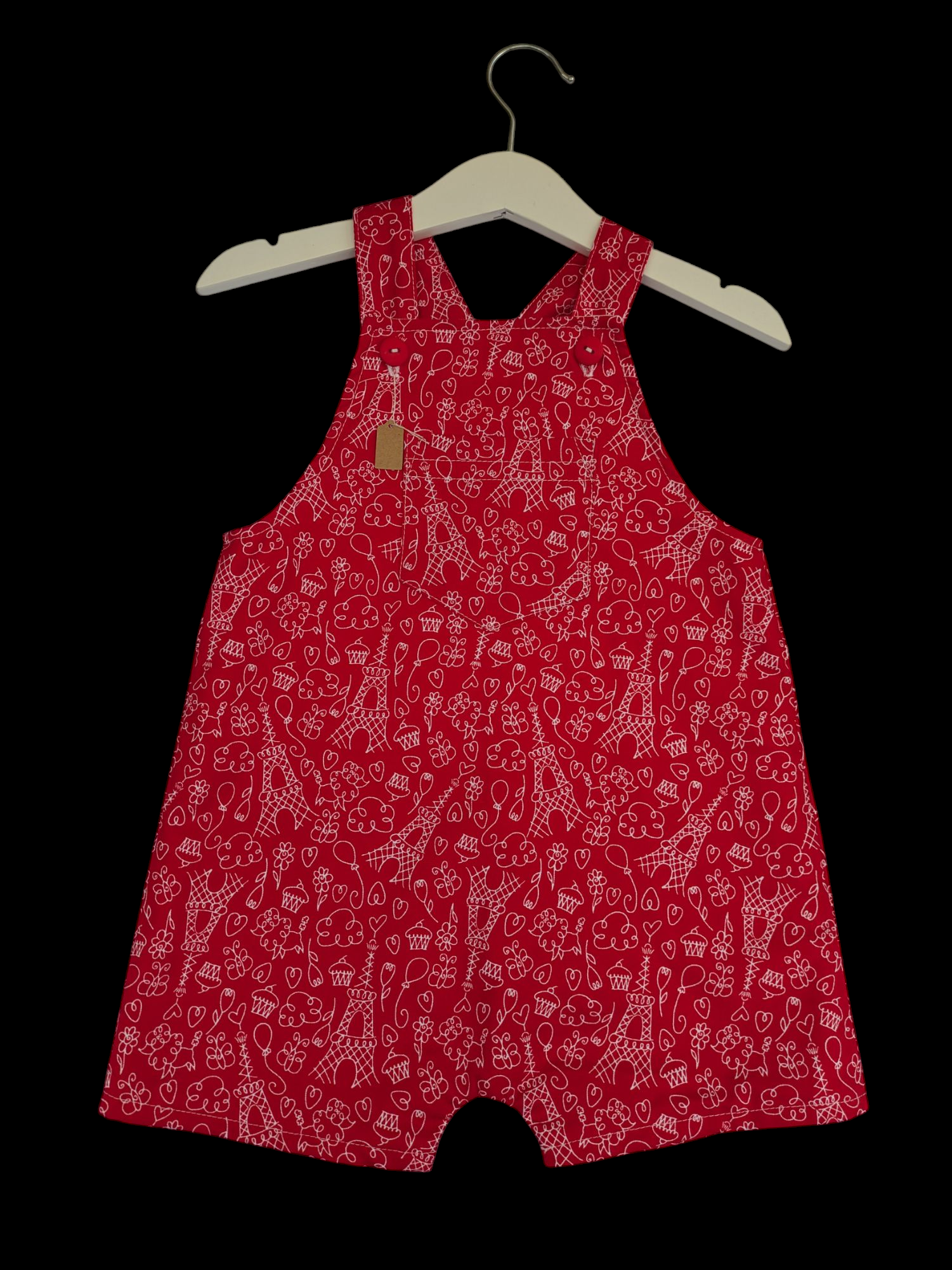 Red Eiffel tower dungarees 1-2yrs