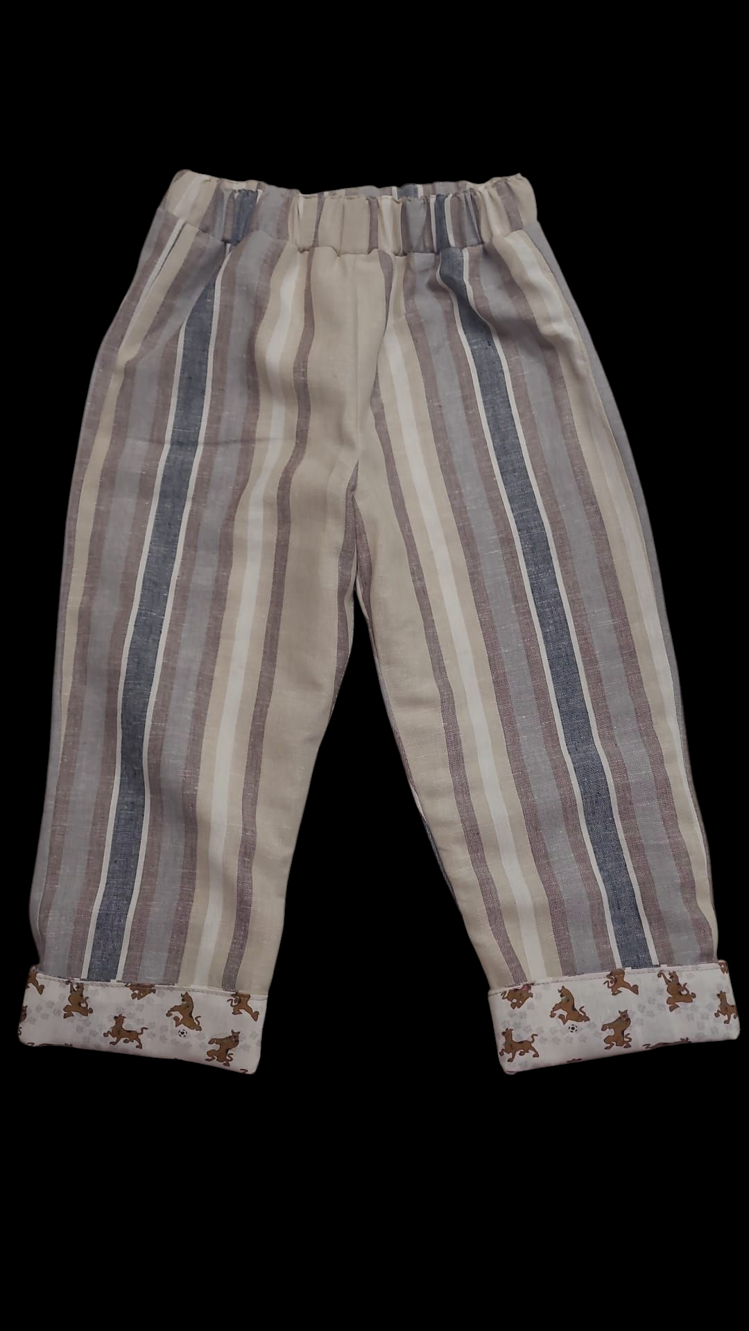 Beige linen stripe 2-3yrs
