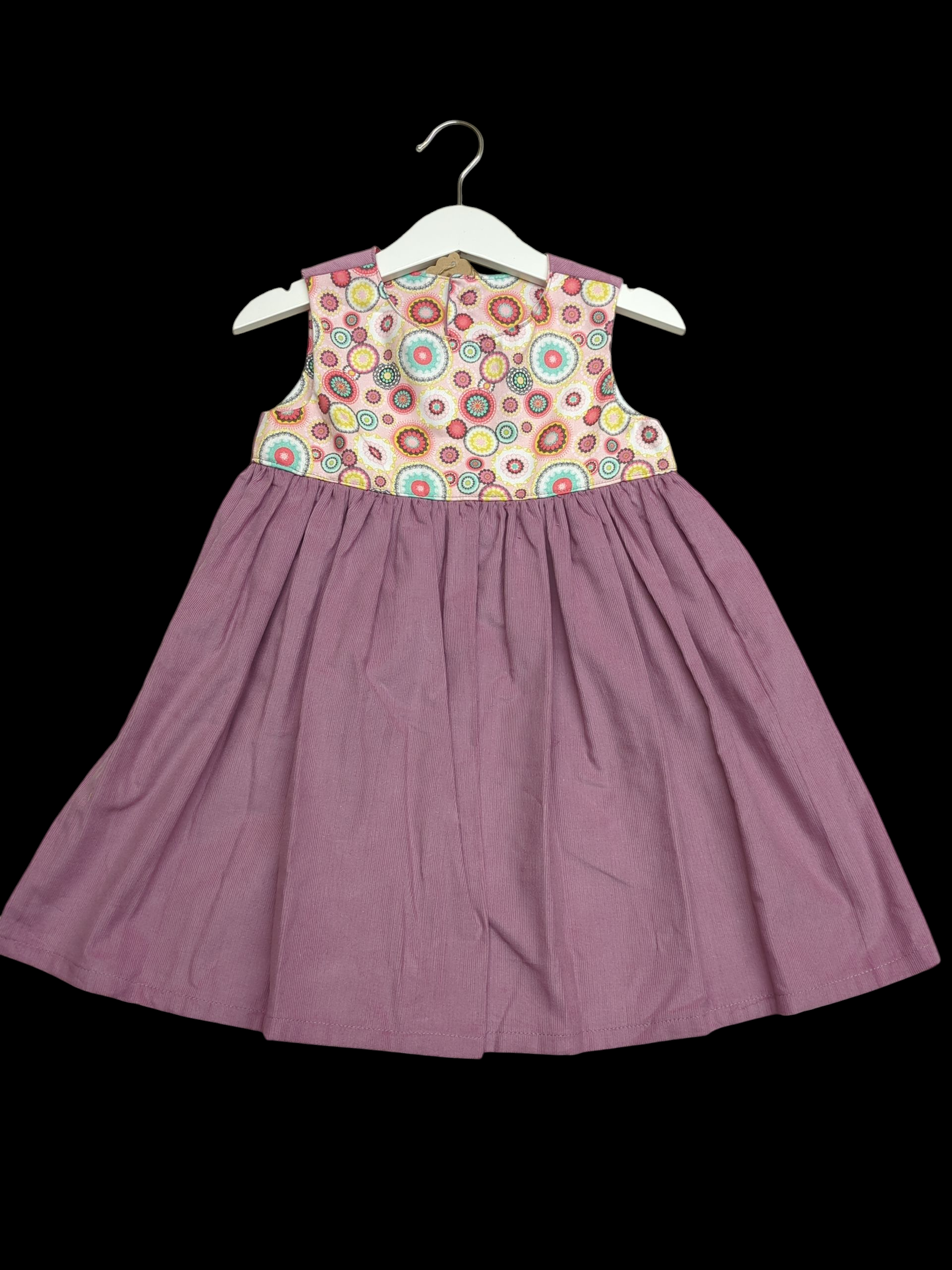 Purple cord skirt and circle design 3-4