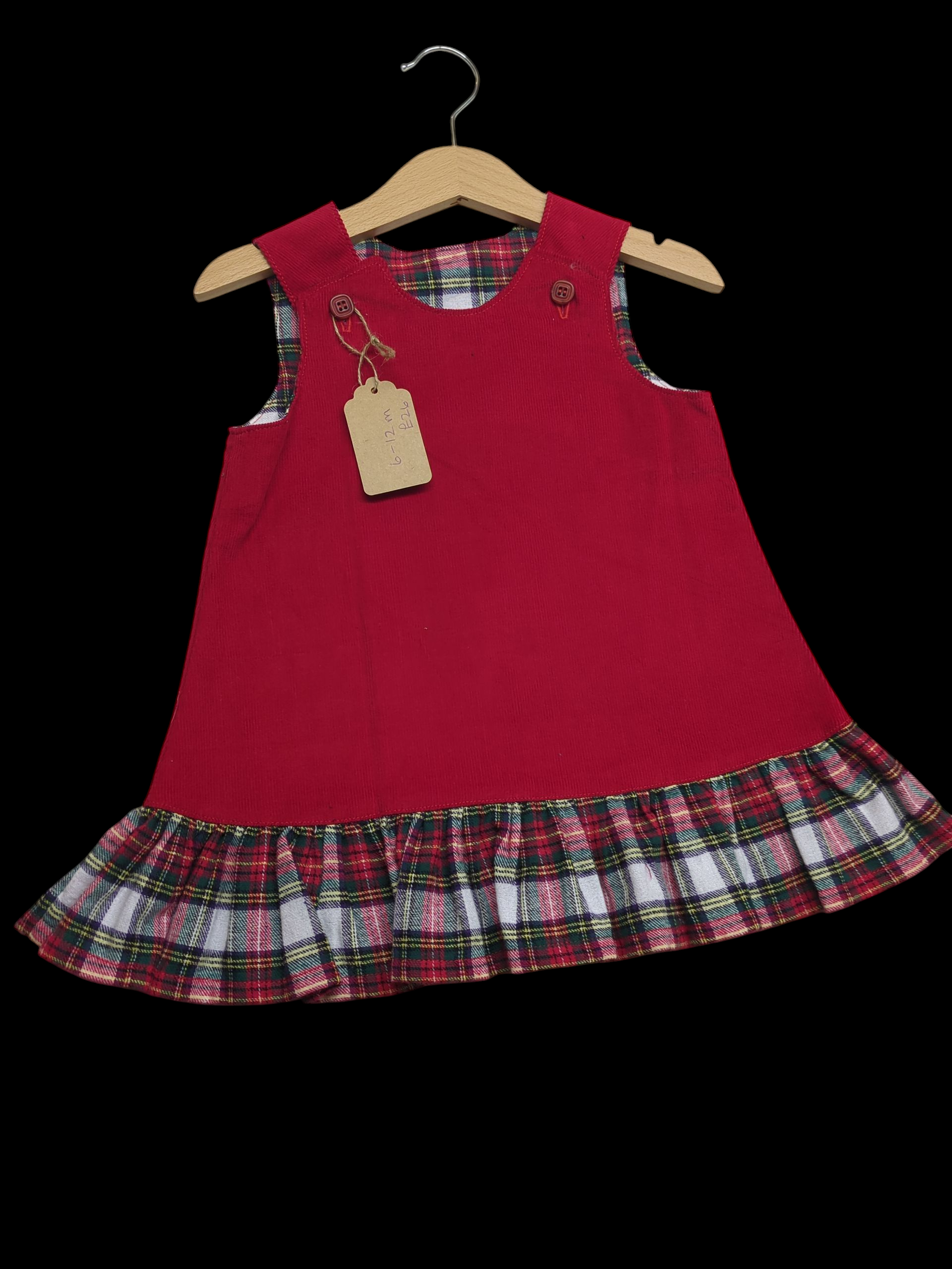 Red cord pinafore 6-12m