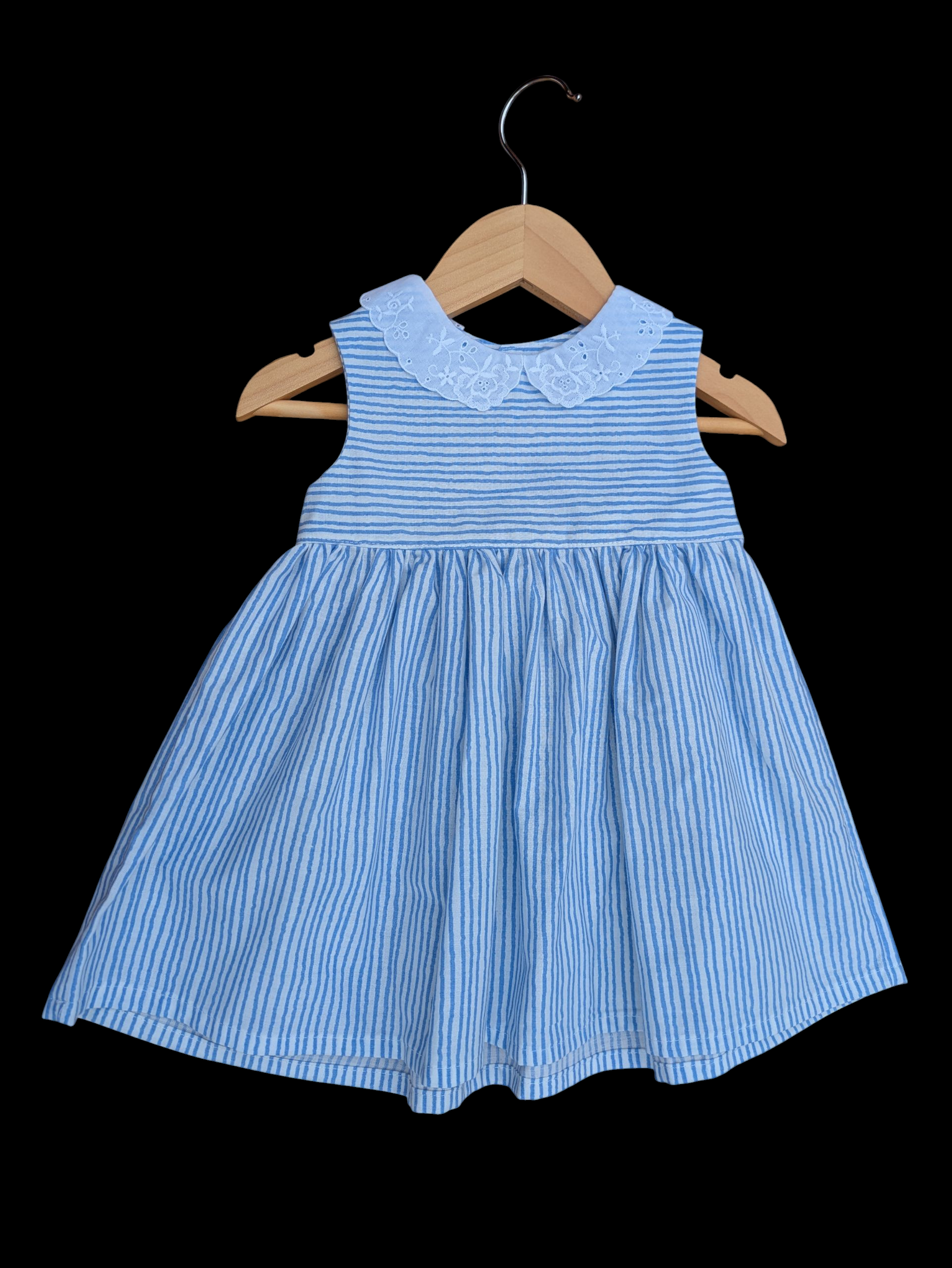Blue stripe peter pan collar 6 - 12m