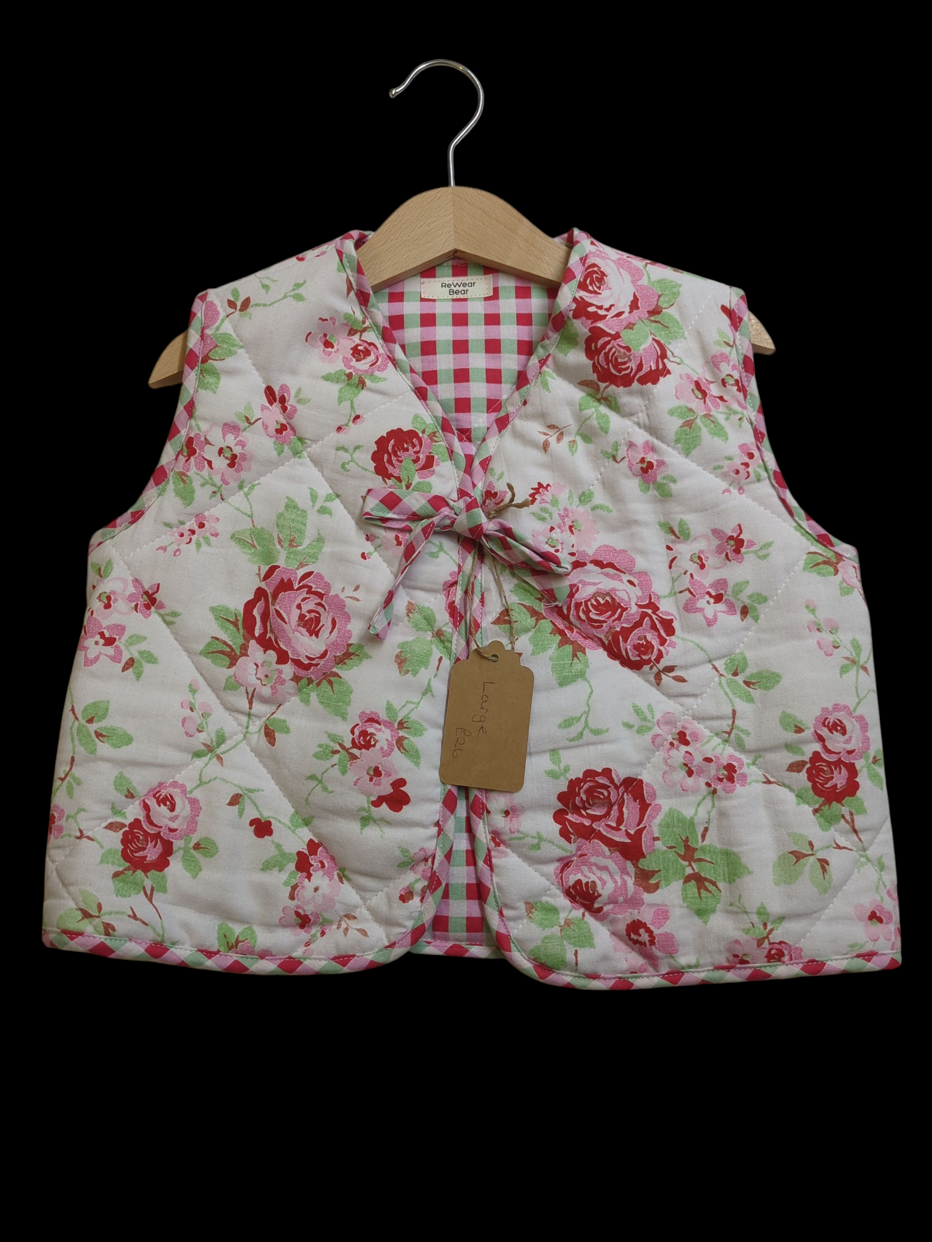 Red Roses on White Quilted Jacket