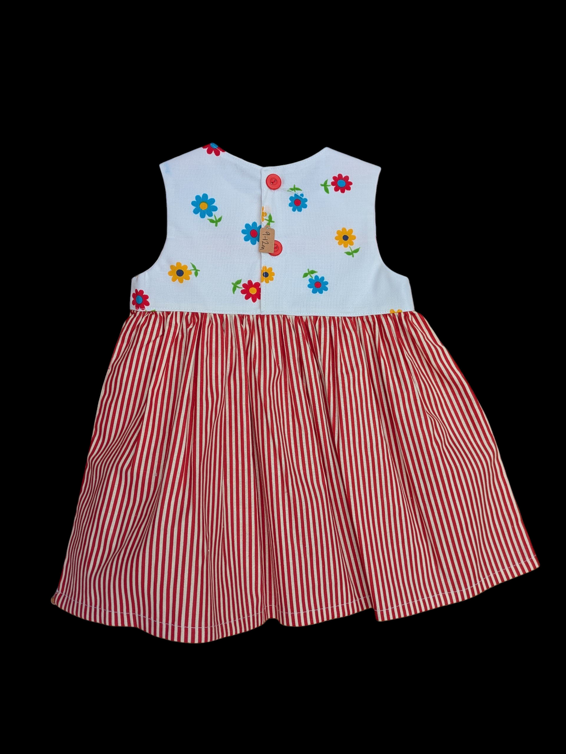 Flowers with red stripy skirt 6-12