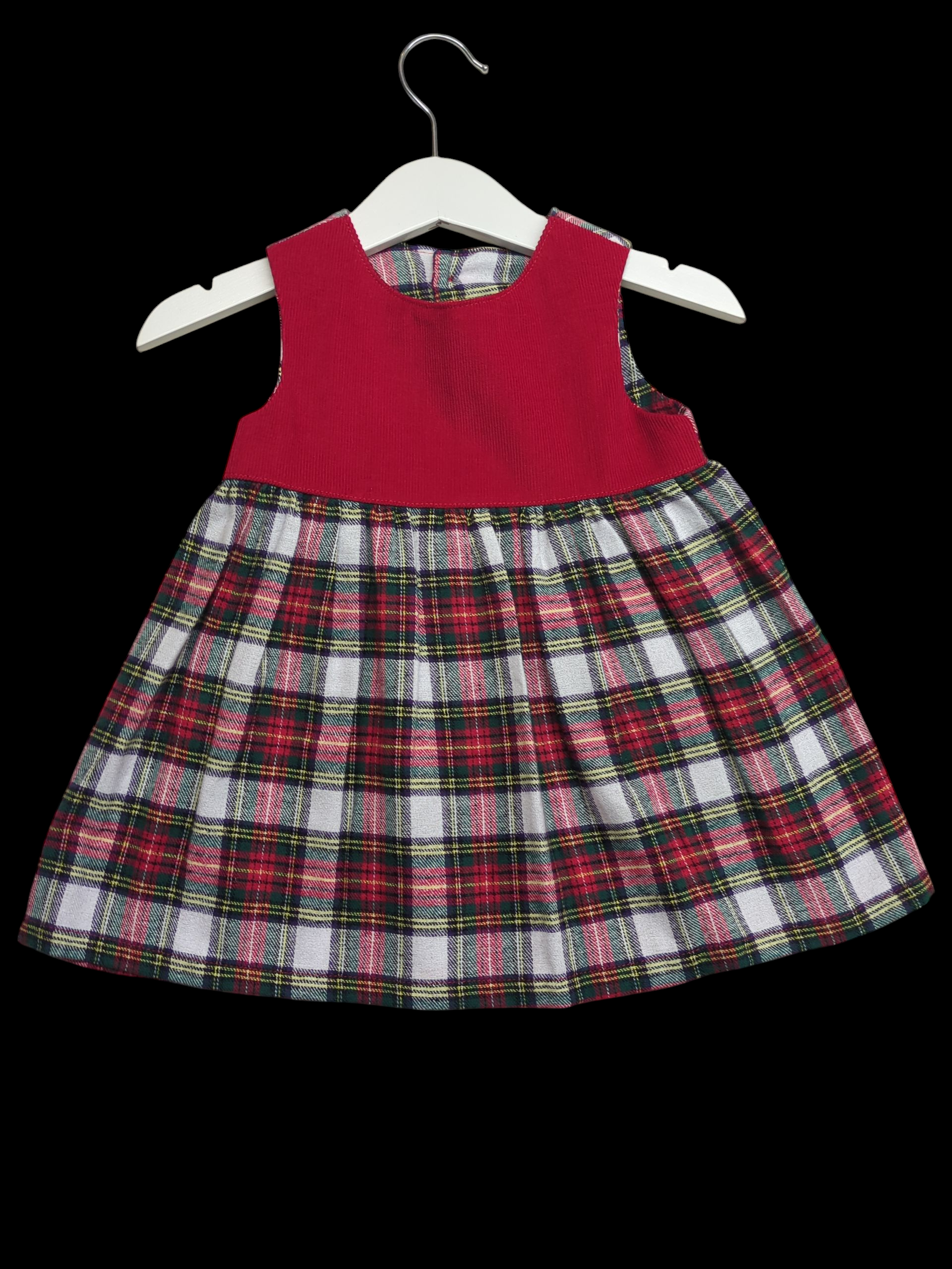 Red cord yoke with tartan skirt up to 6m