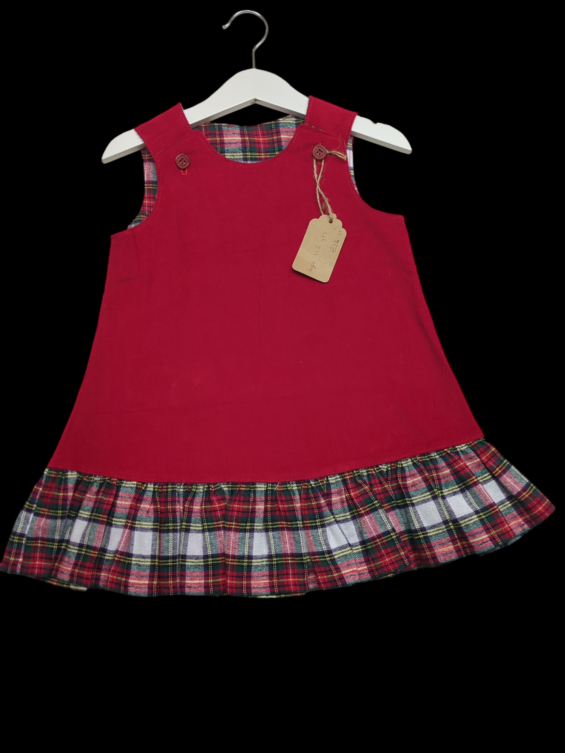 Red cord pinafore 1-2y