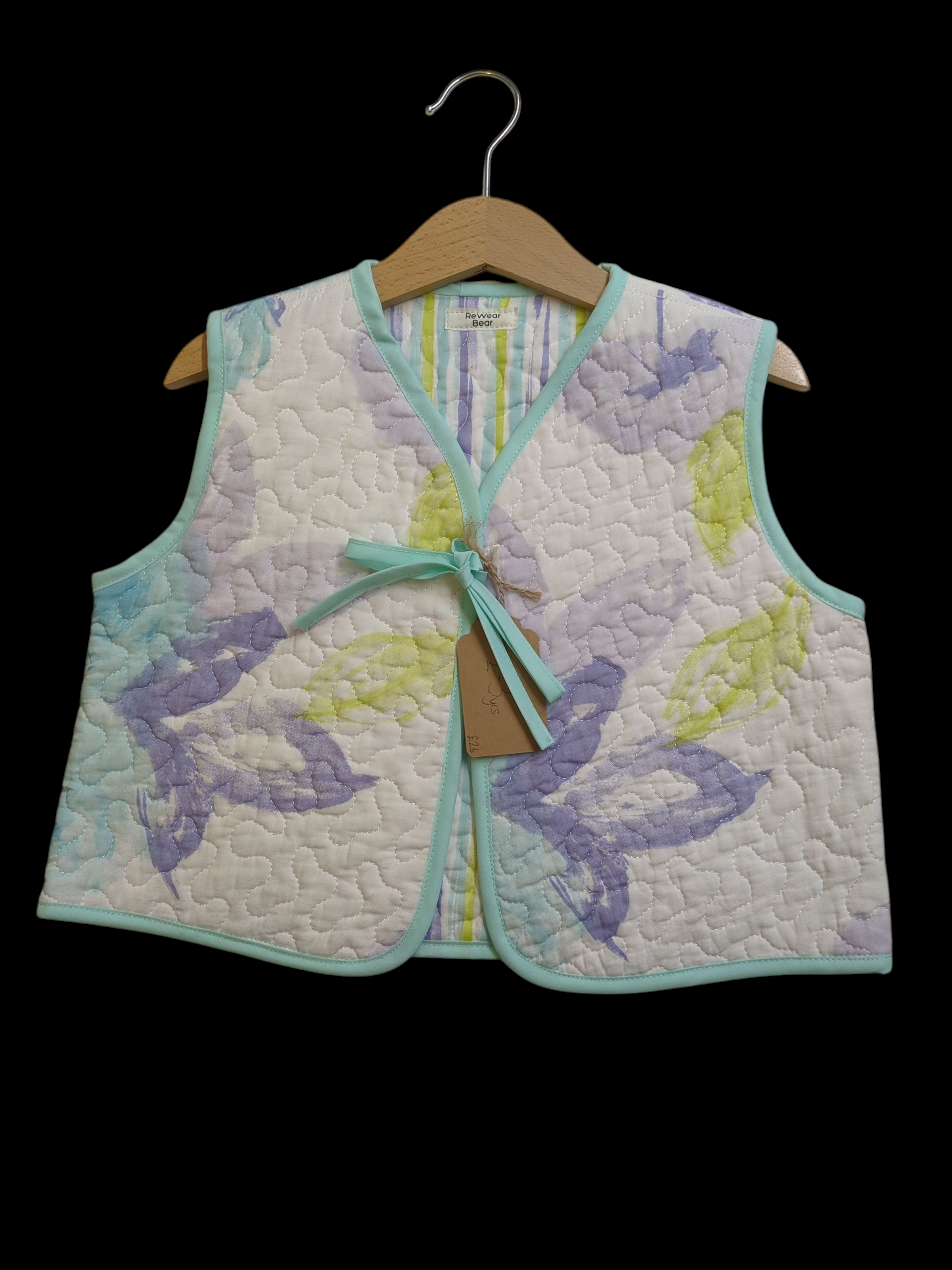 White and Turquoise Quilted Jacket