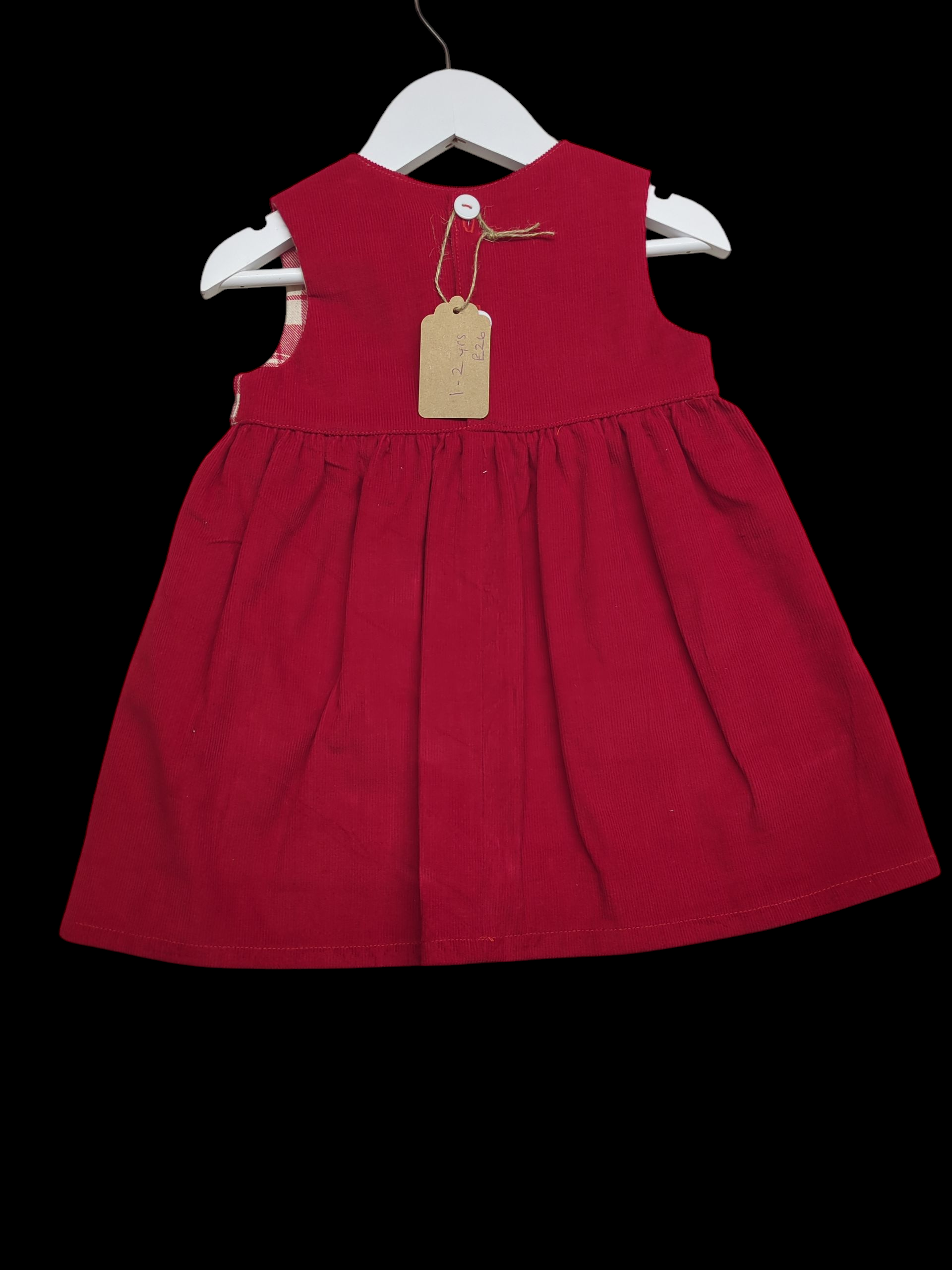 Red and white check with red cord 1-2y