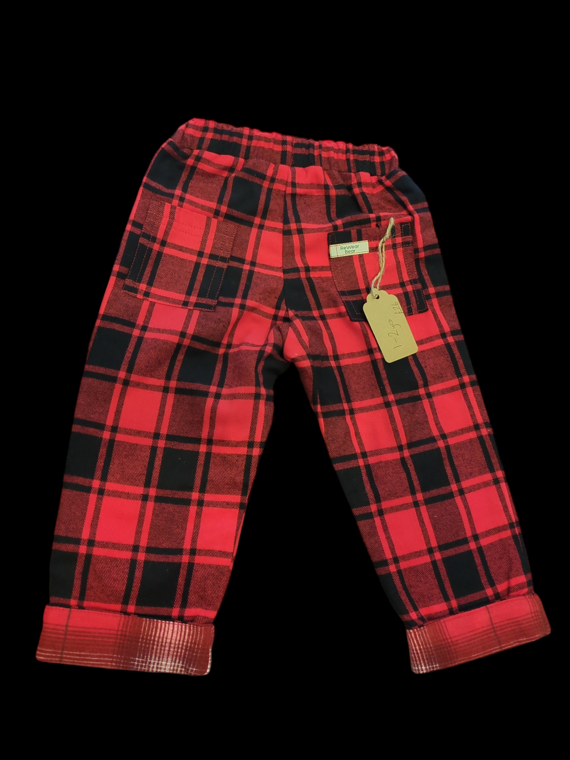 Red and black brushed cotton check 1-2yrs