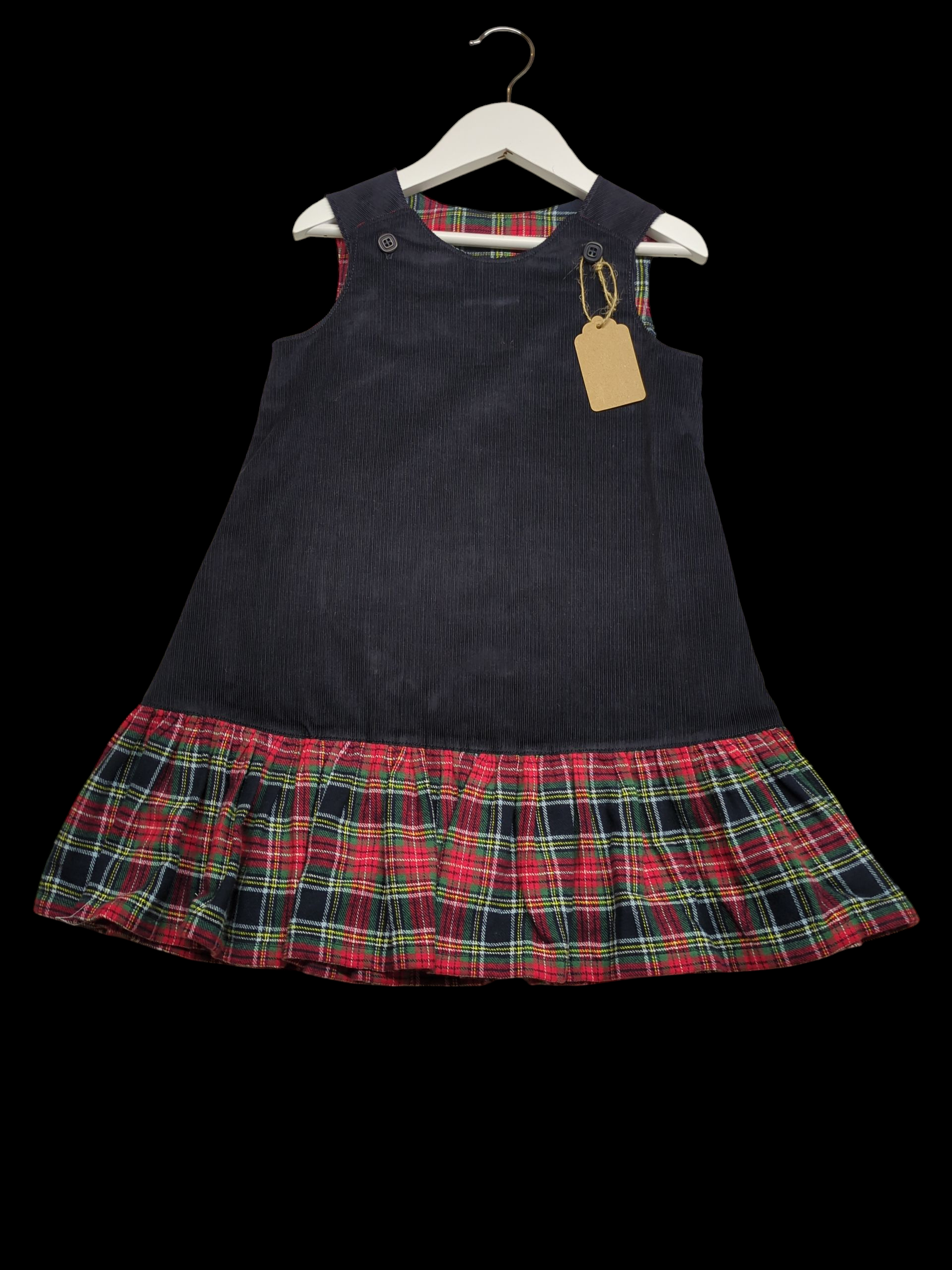 Navy cord pinafore 3-4