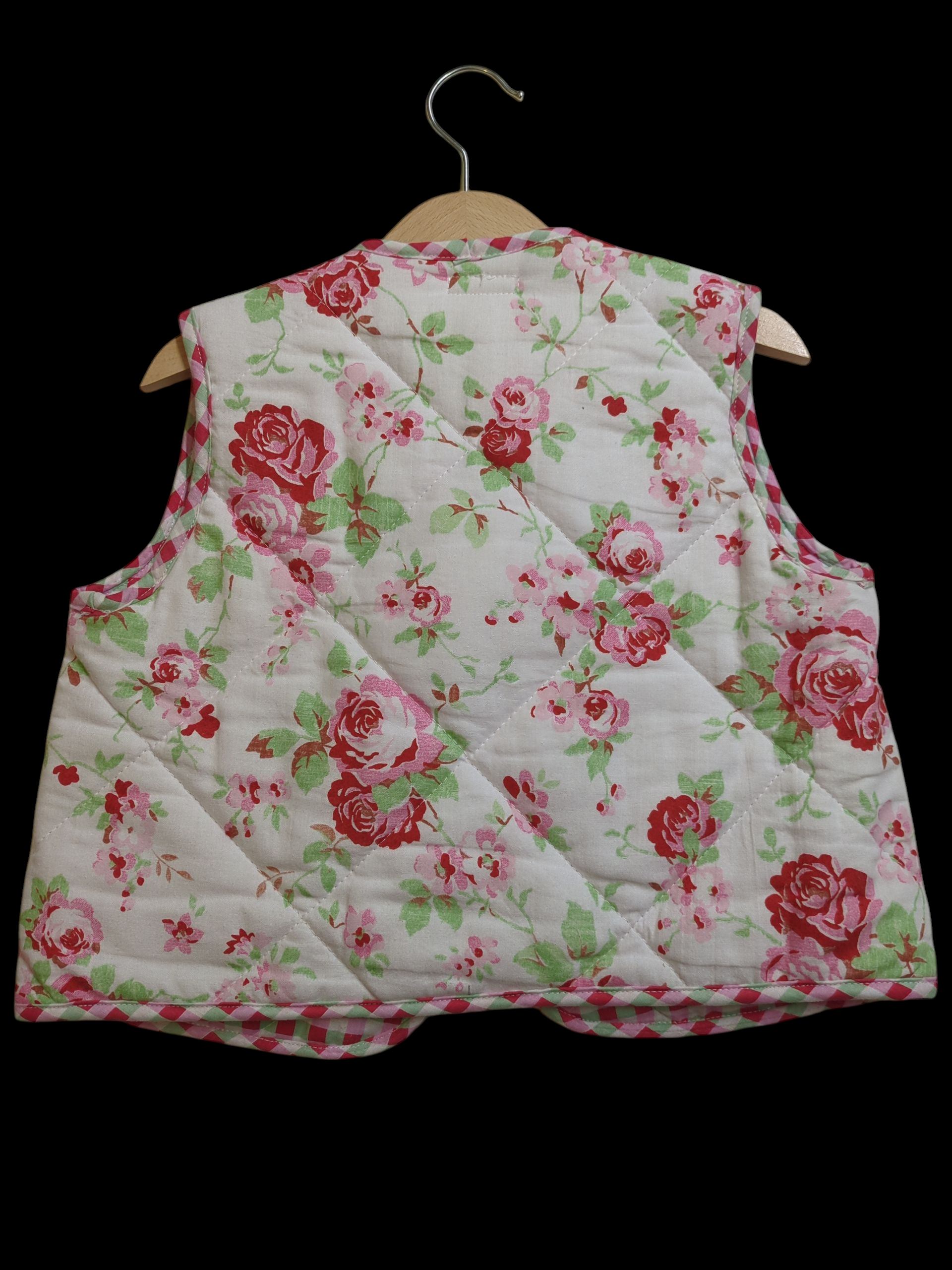 Red Roses on White Quilted Jacket