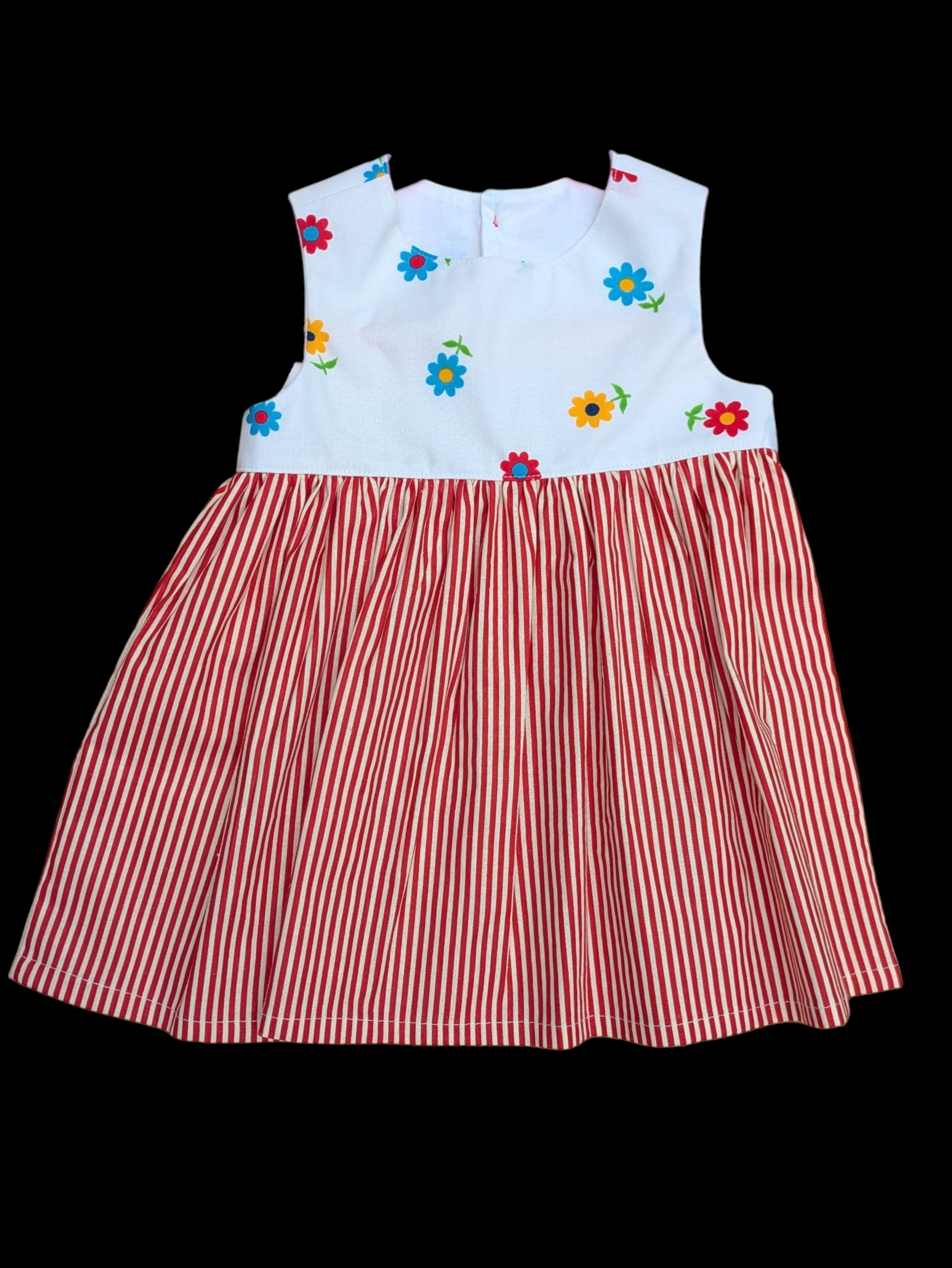 Flowers with red stripy skirt 6-12