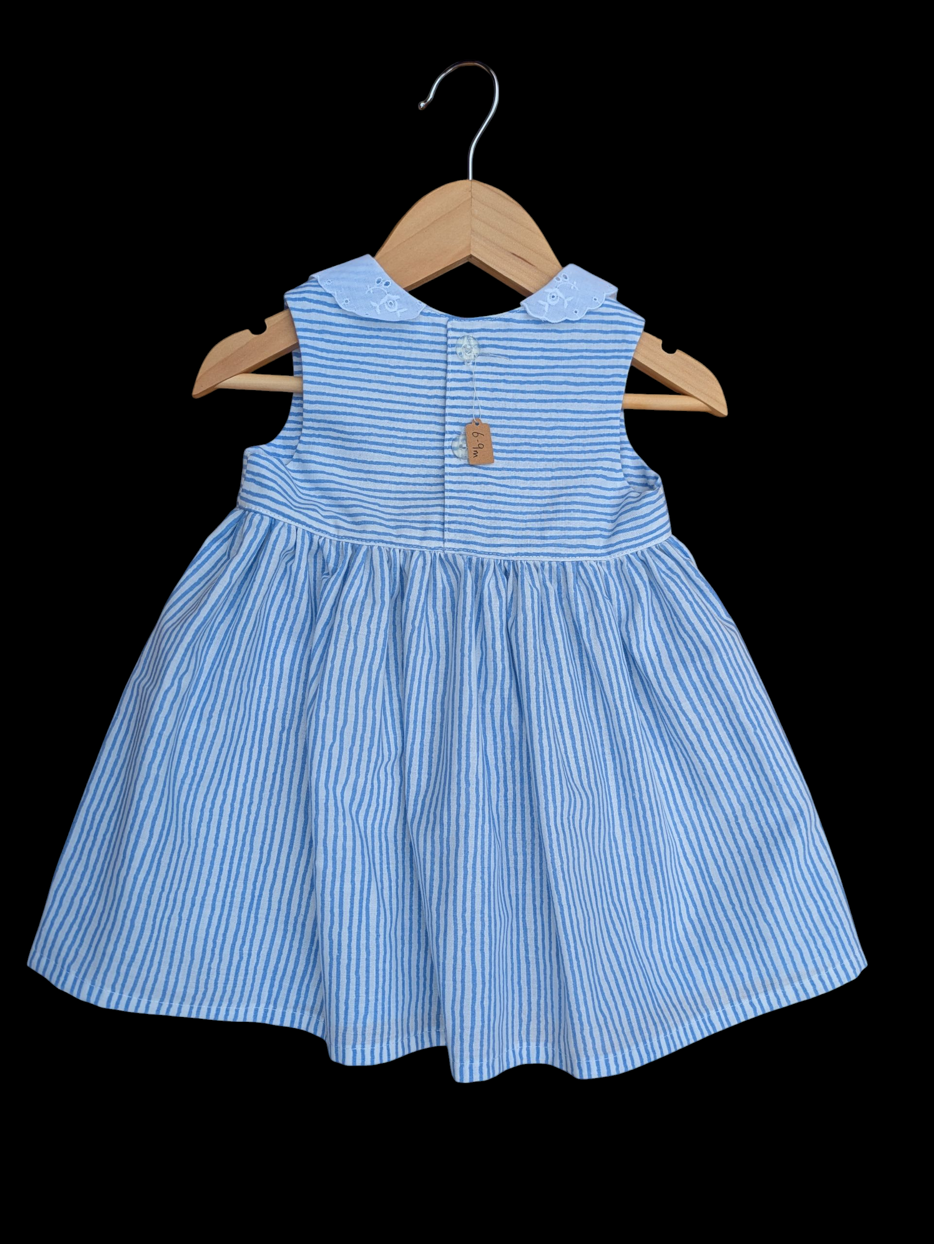 Blue stripe peter pan collar 6 - 12m