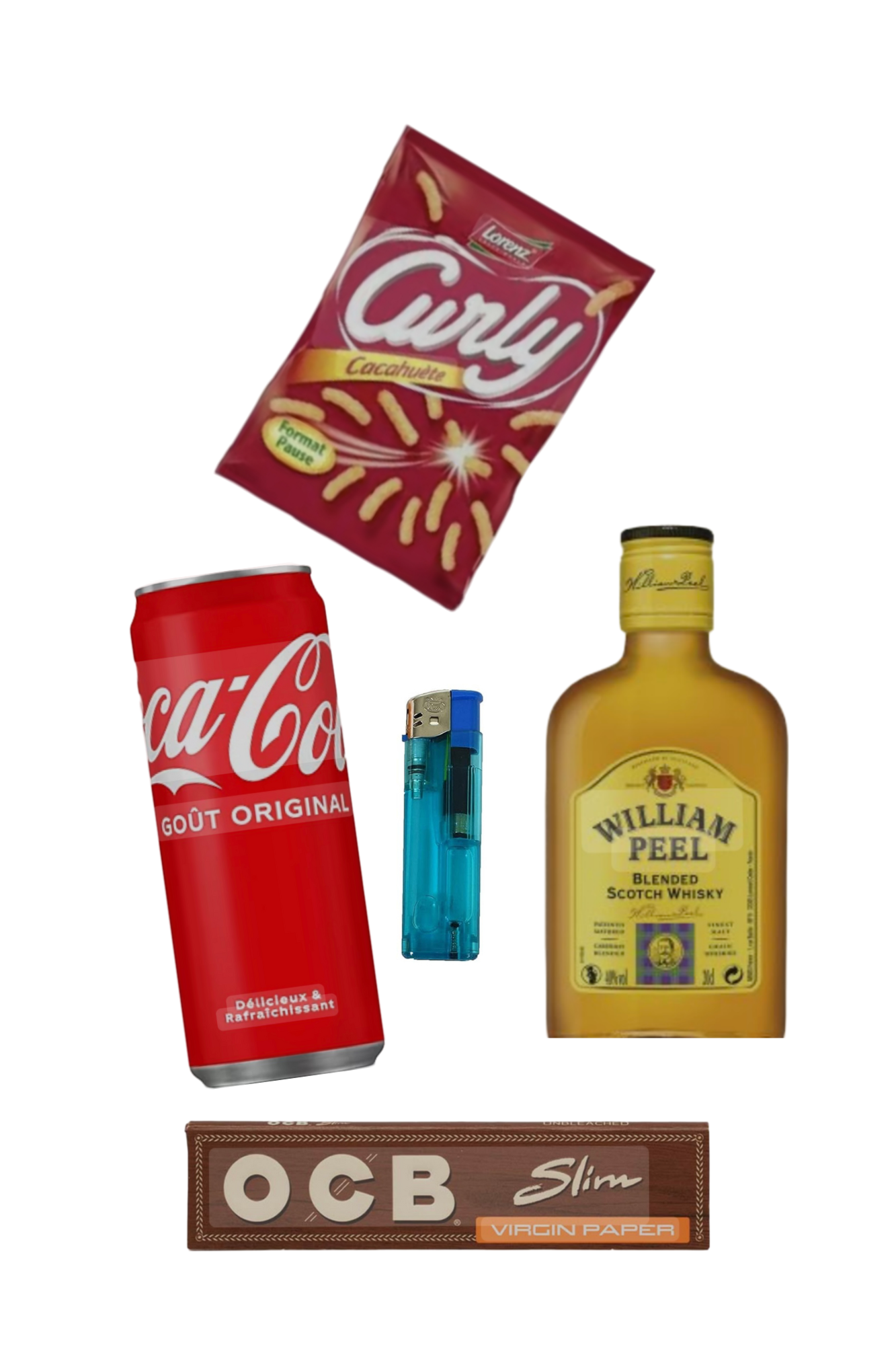 Flash Whisky William Peel + Canette au choix + un paquet OCB + briquet 