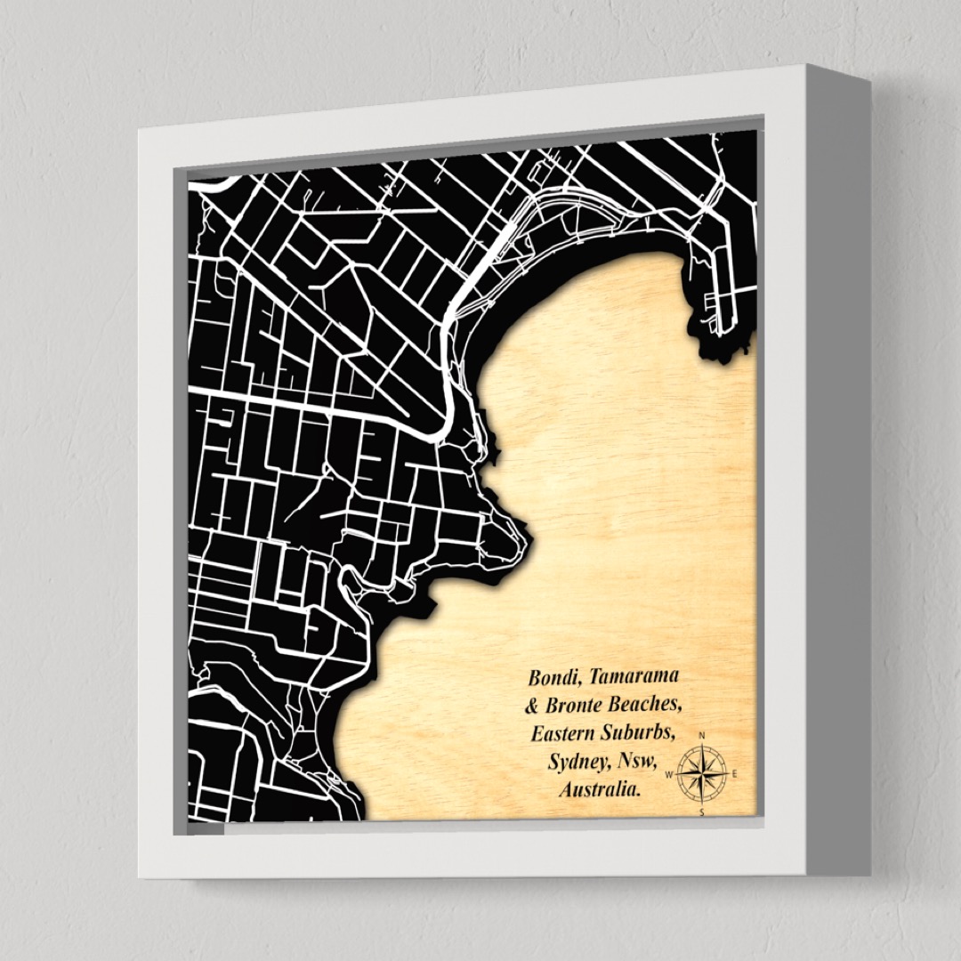 Sydney, Bondi, Tamarama, Bronte, Nsw Australia (Black Land / White Roads)