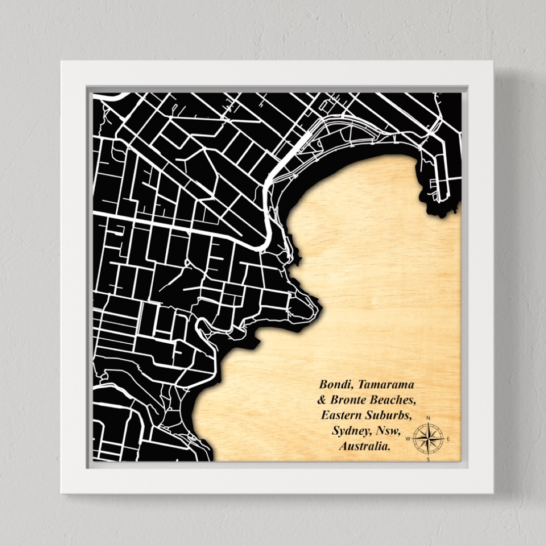 Sydney, Bondi, Tamarama, Bronte, Nsw Australia (Black Land / White Roads)