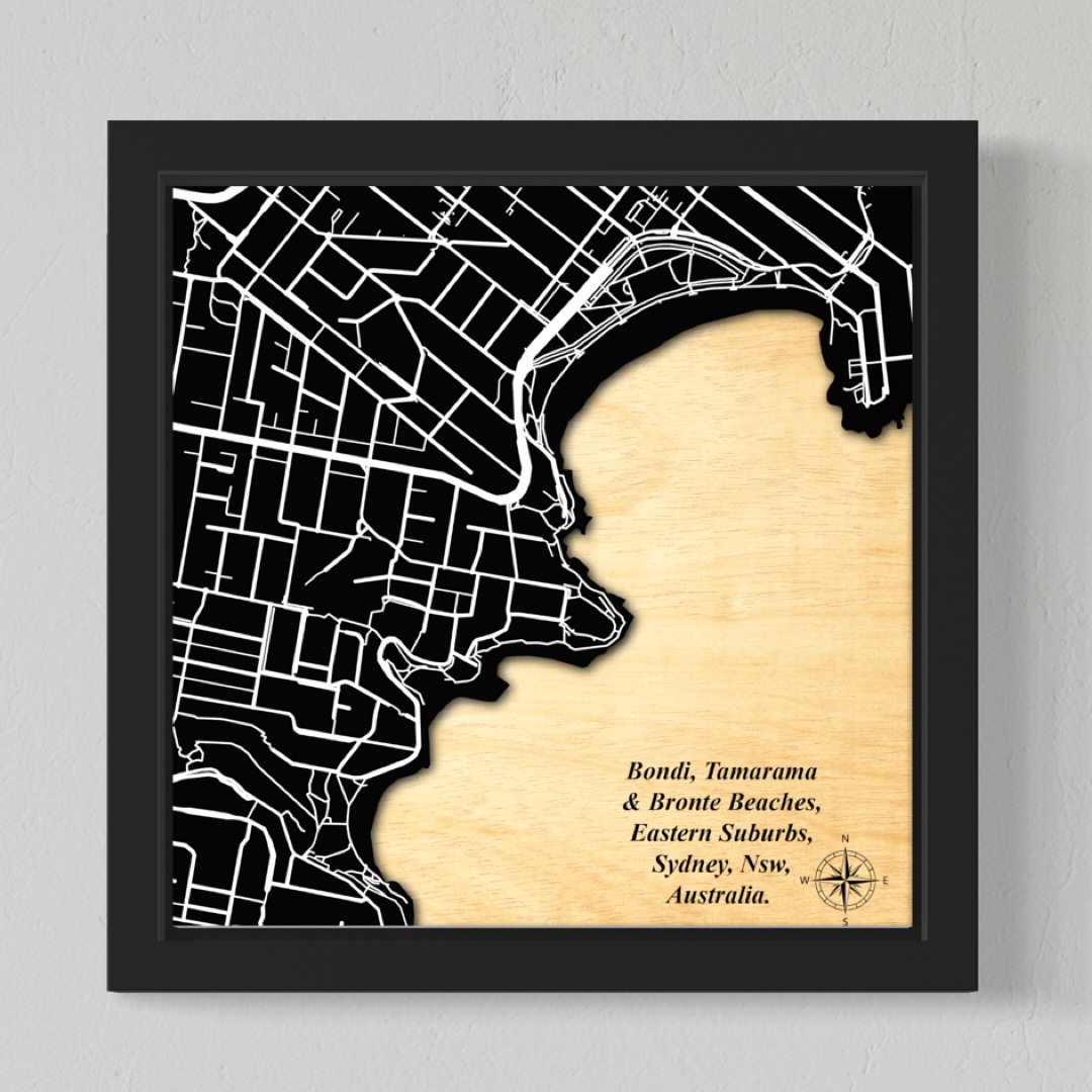 Sydney, Bondi, Tamarama, Bronte, Nsw Australia (Black Land / White Roads)