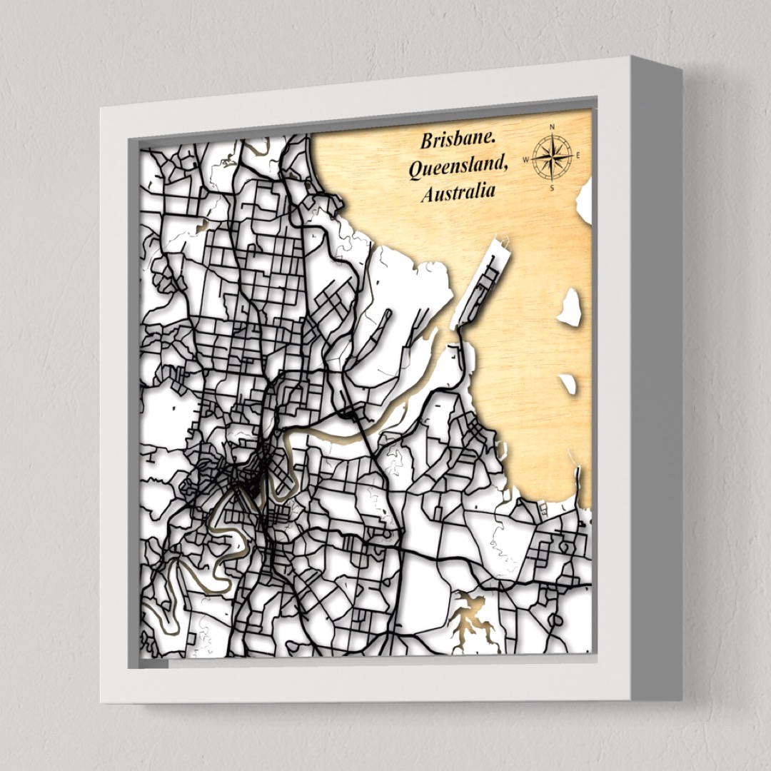 Brisbane City, Qld Australia (White Land, Black Roads)