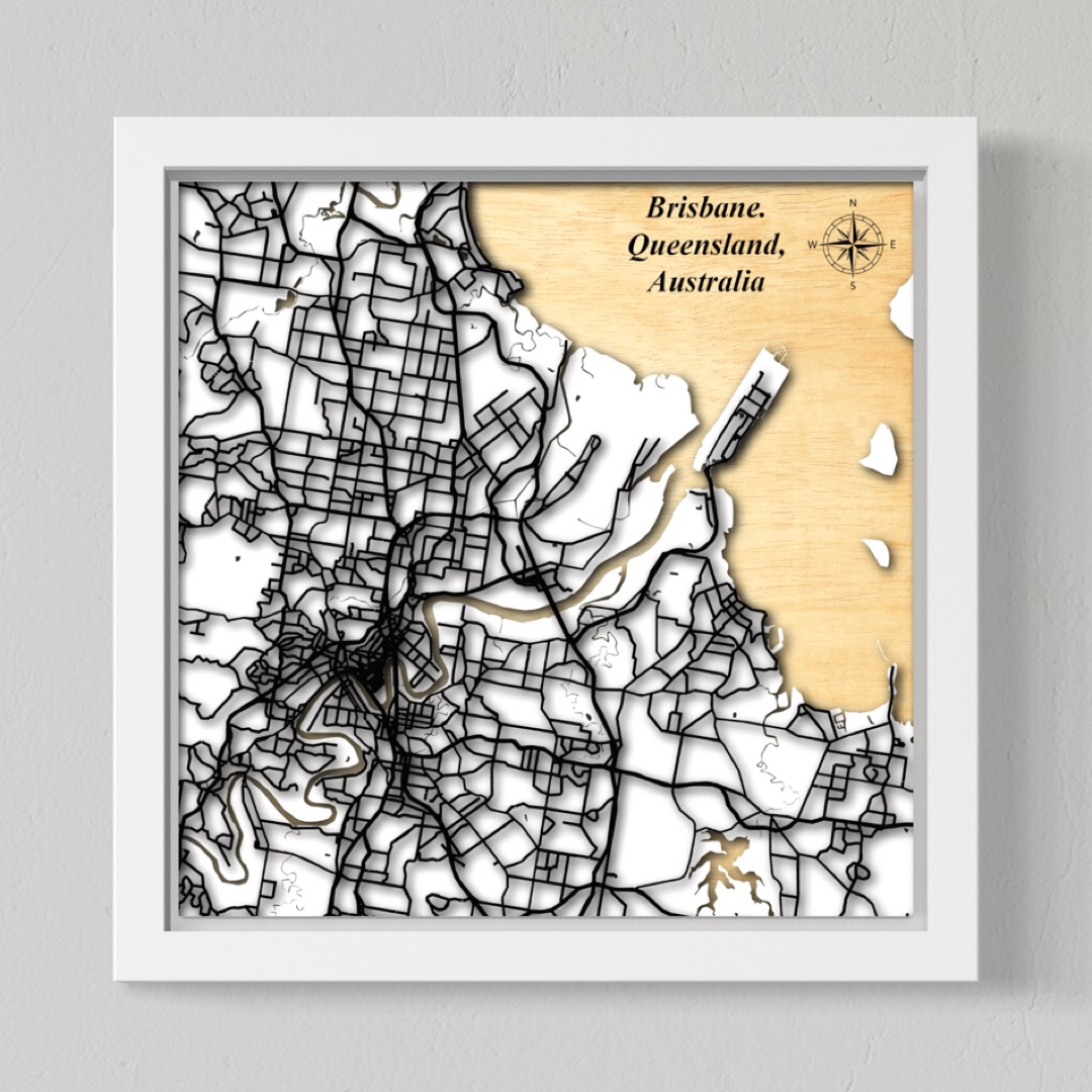 Brisbane City, Qld Australia (White Land, Black Roads)