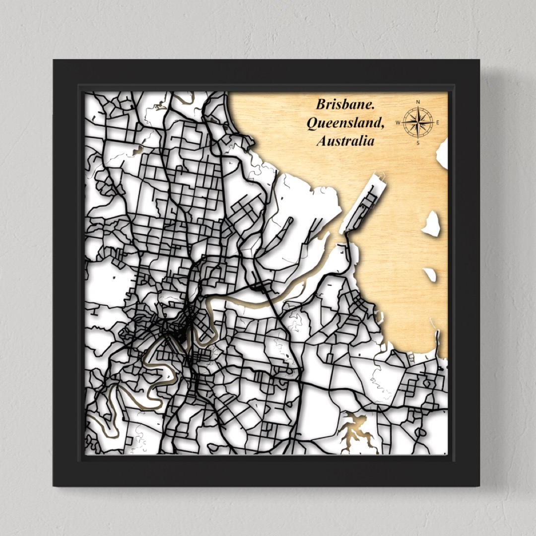 Brisbane City, Qld Australia (White Land, Black Roads)