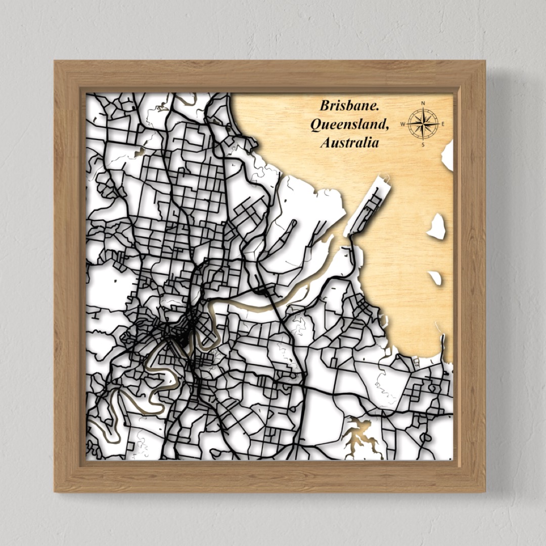 Brisbane City, Qld Australia (White Land, Black Roads)