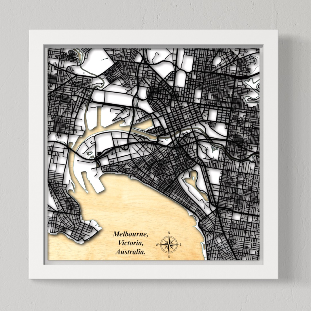 Melbourne City, Victoria, Australia (White Land, Black Roads)