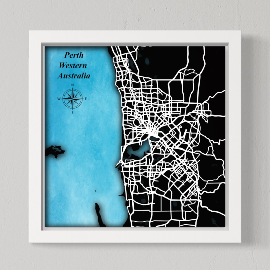Perth & Coastline, WA, Australia (Black Land, White Roads)