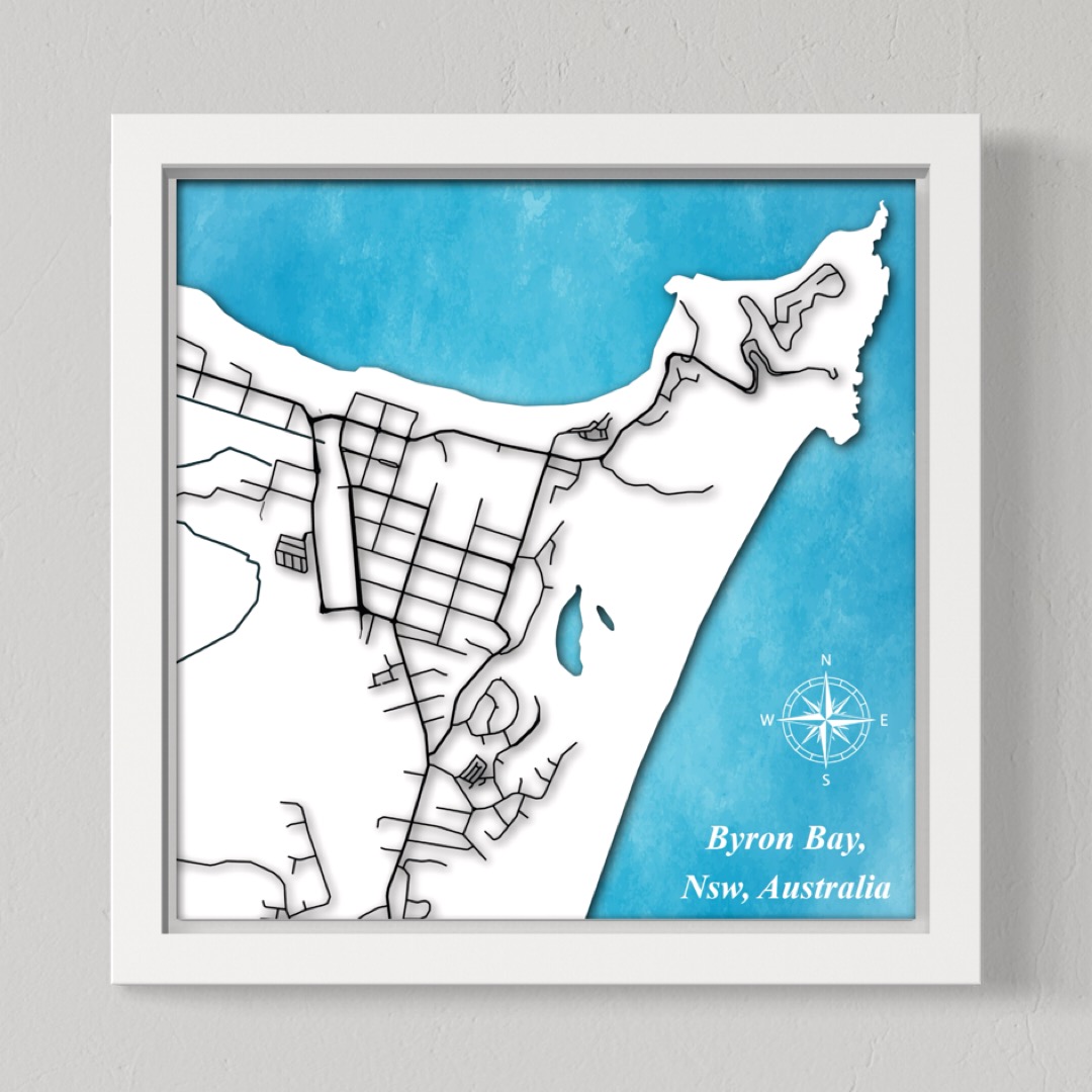 Byron Bay Town, Nsw, Australia (White Land, Black Roads)