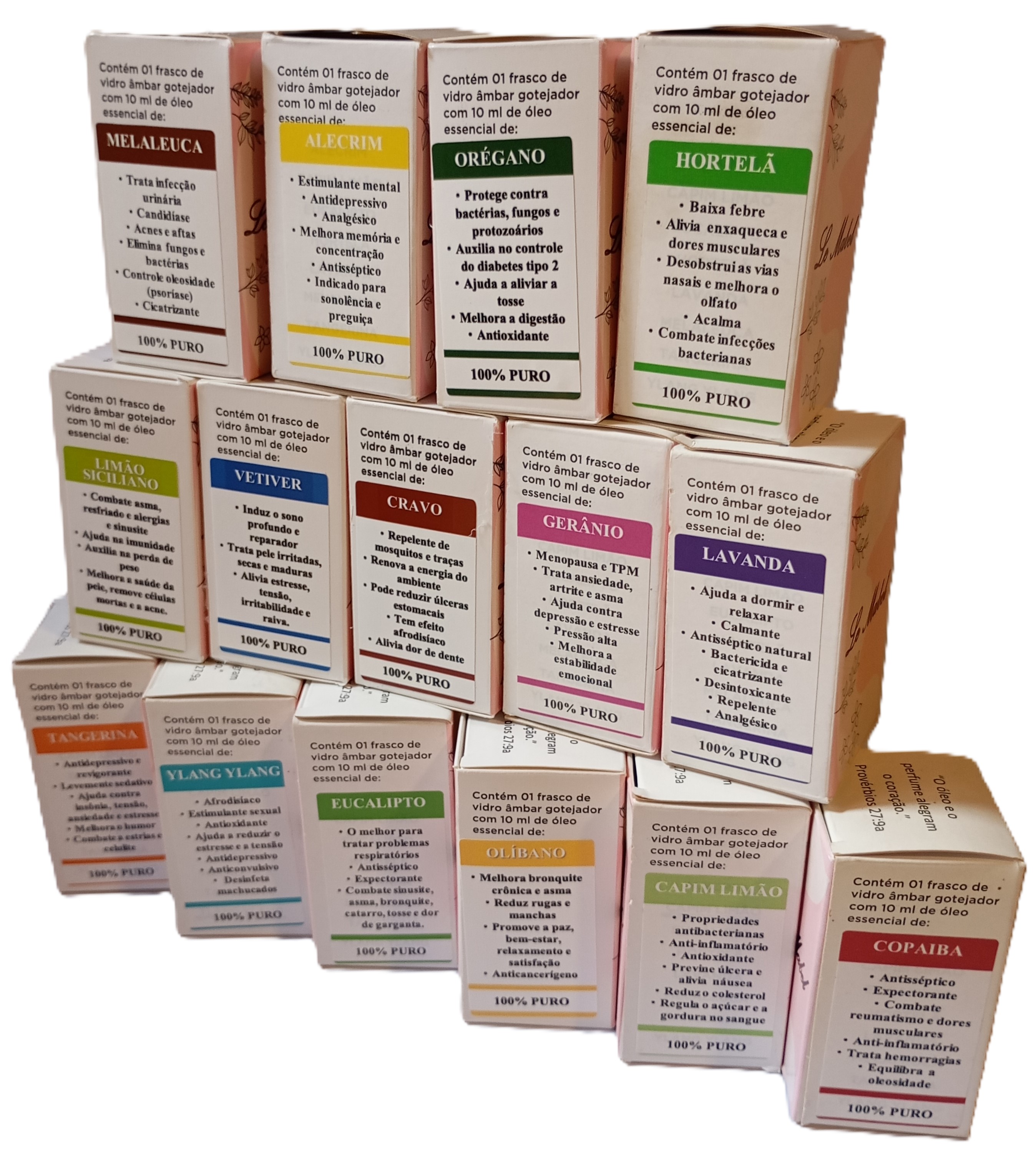 Kit com 15 óleos essenciais