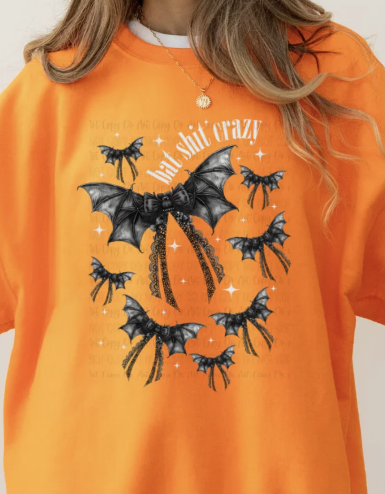 Bat Print Orange T-shirt