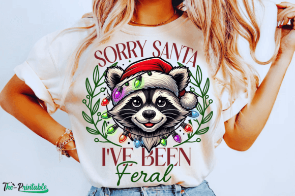 Christmas Racoon T-Shirt or Crew