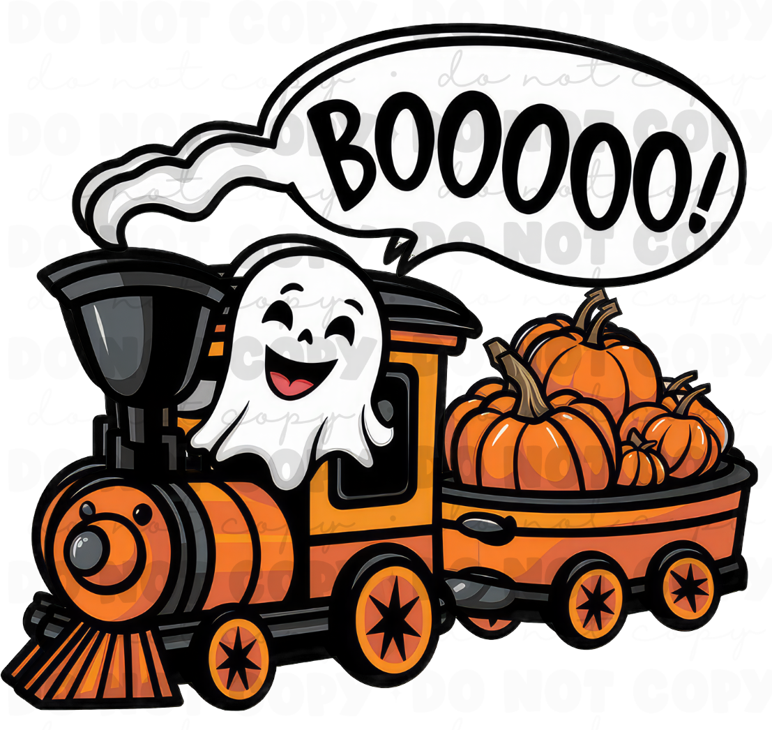 Boo Ghost on Train DTF Transfer