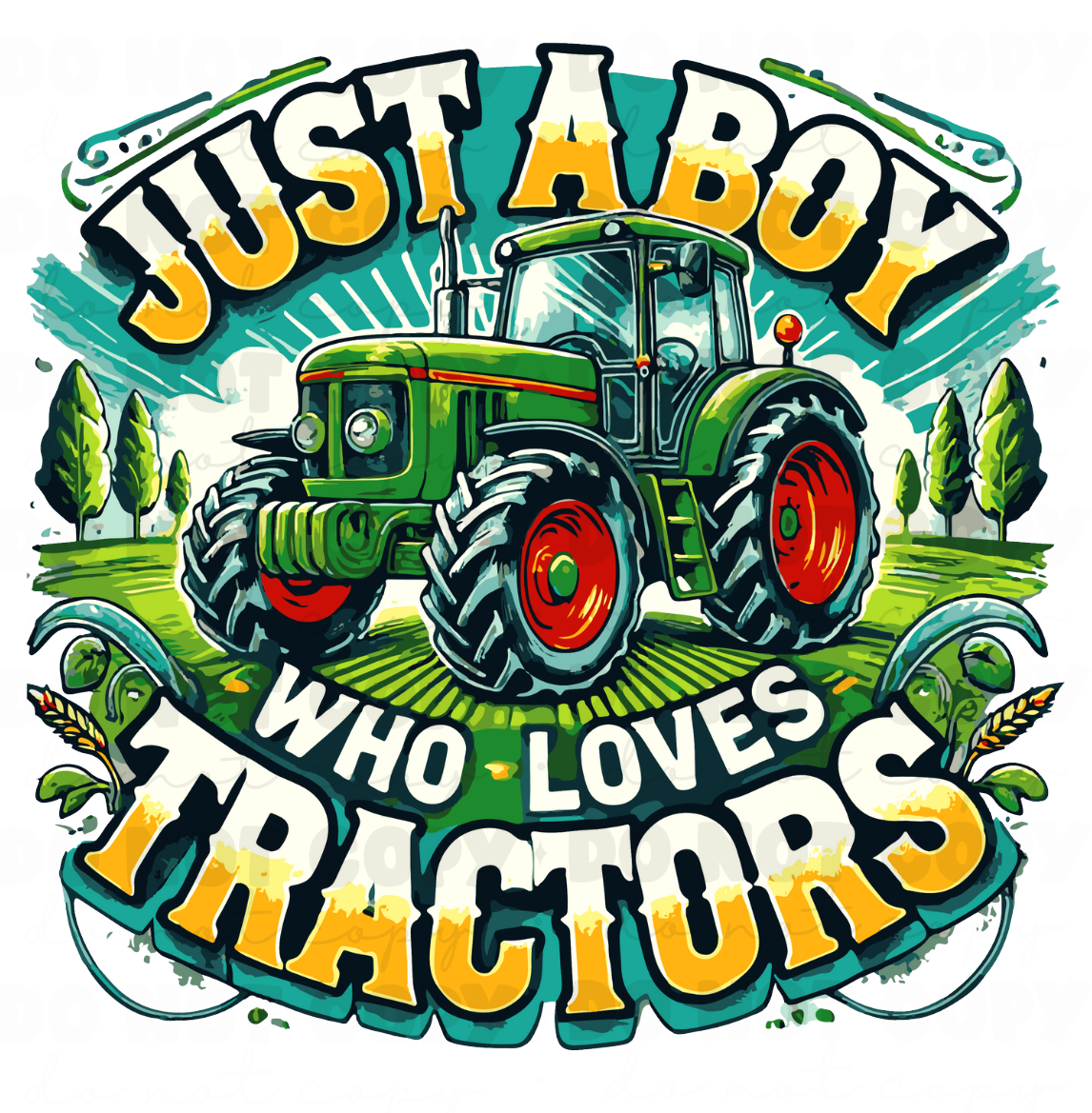 Just A Boy Who Loves Tractors DTF Transfer
