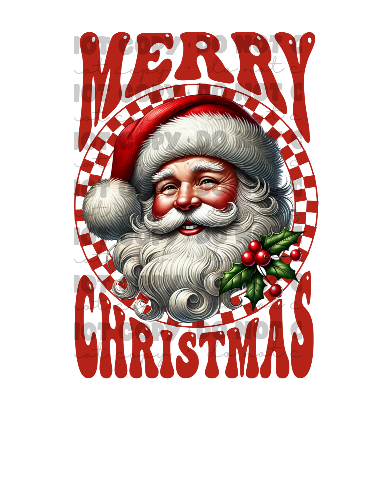 Front Pocket Santa Face and Large Back Merry Christmas DTF Transfer Set
