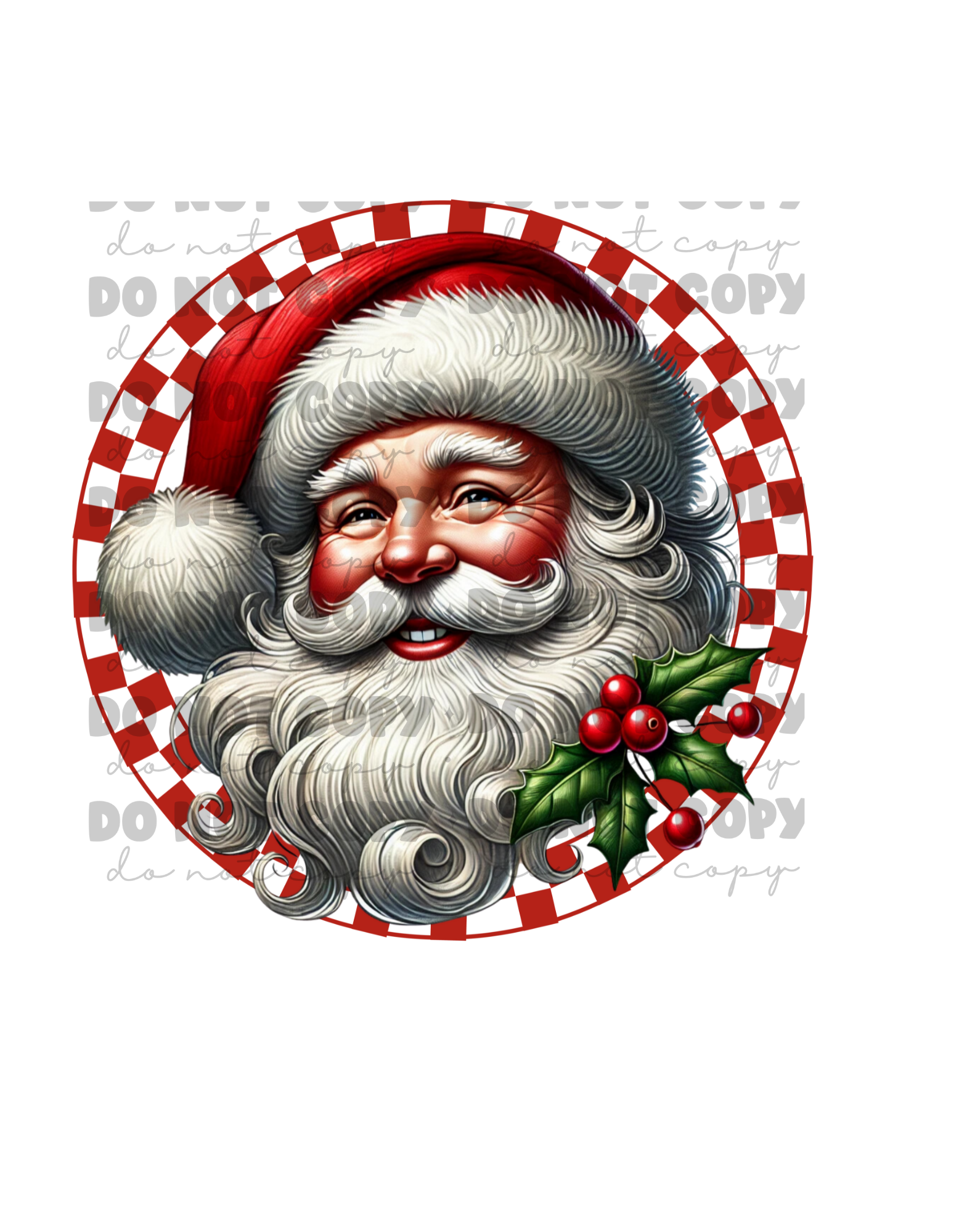 Front Pocket Santa Face and Large Back Merry Christmas DTF Transfer Set