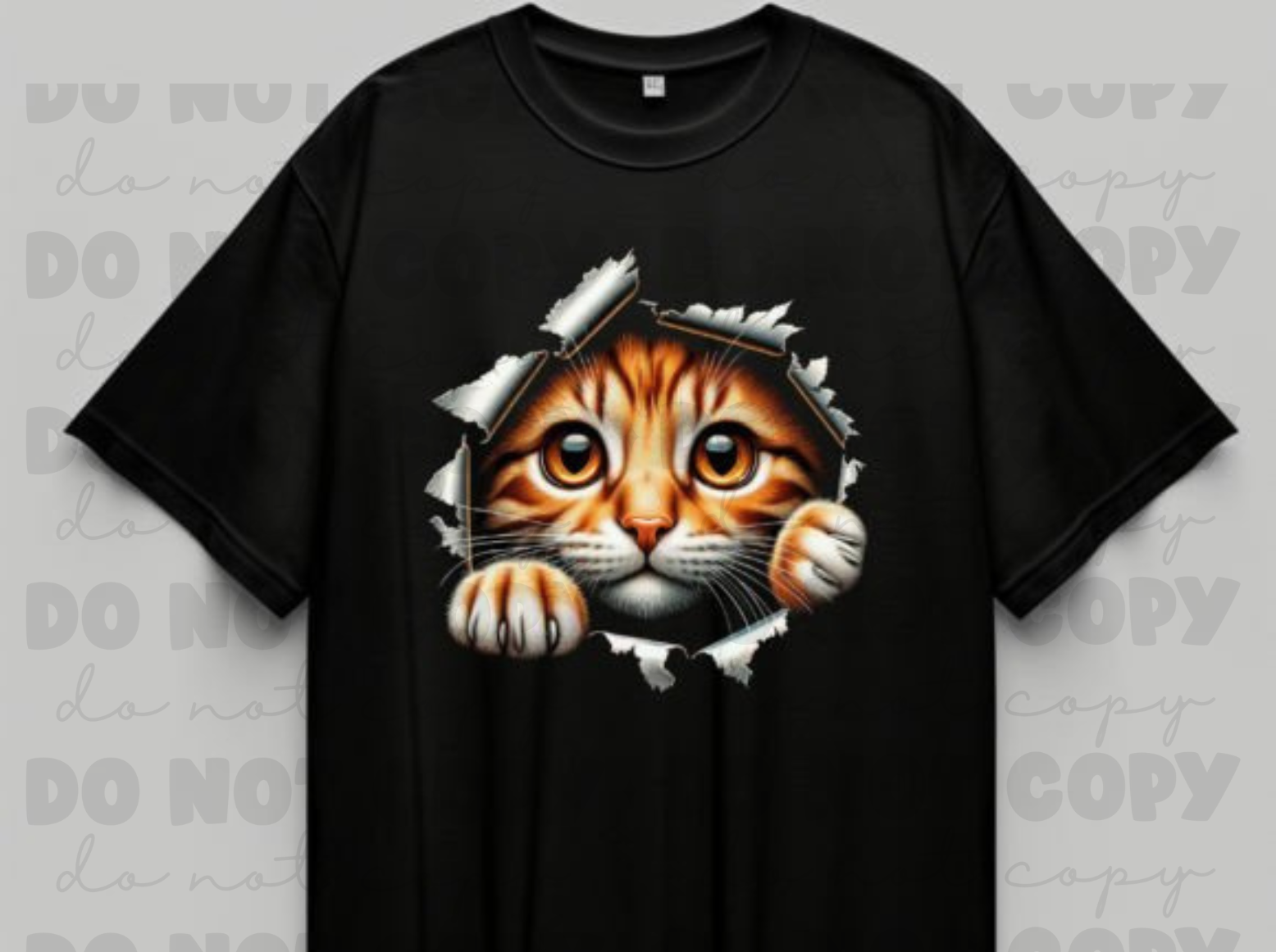 Black T-shirt with Cat Print