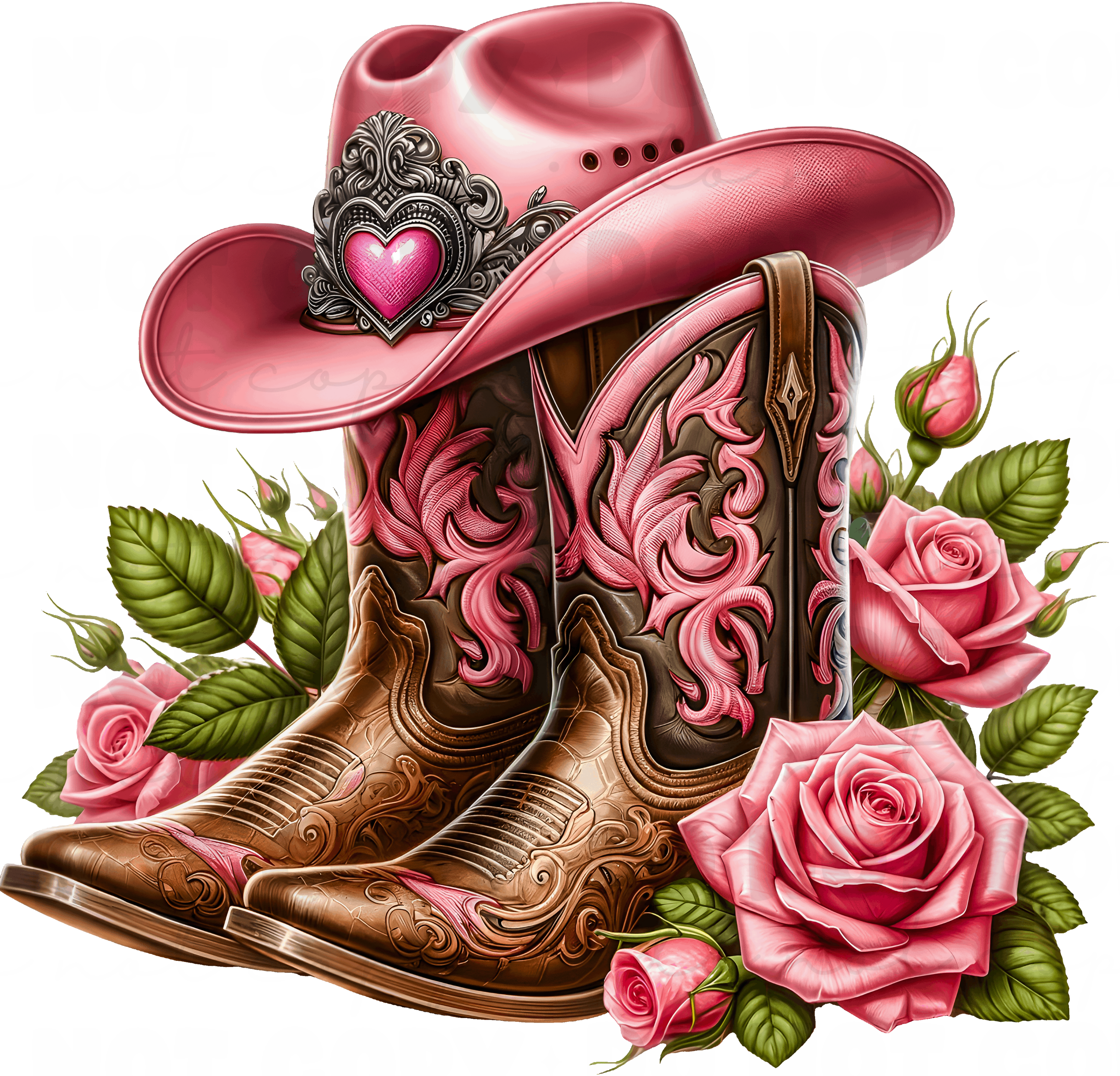 Pink Cowboy Hat and Boots DTF