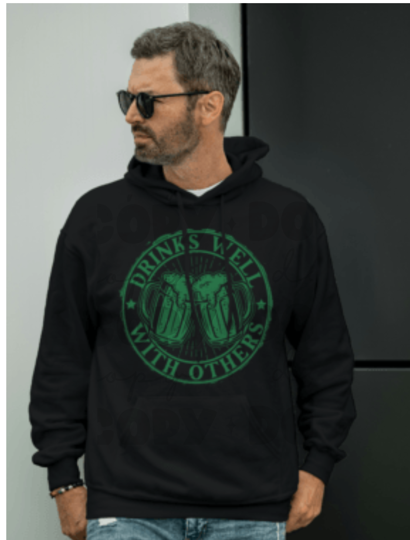 Black Hoodie with Green Print