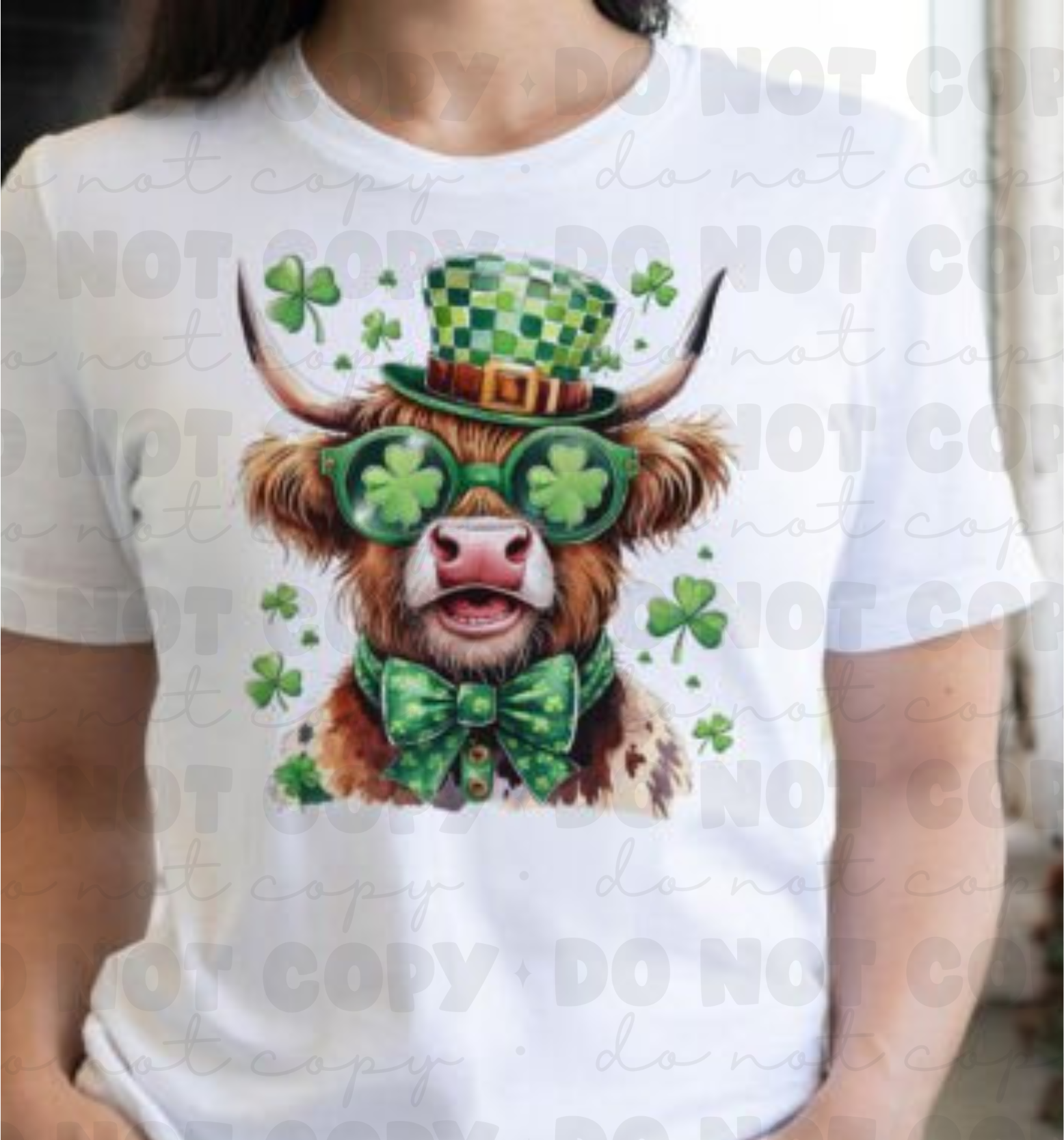Cow with Shamrock Glasses T-Shirt