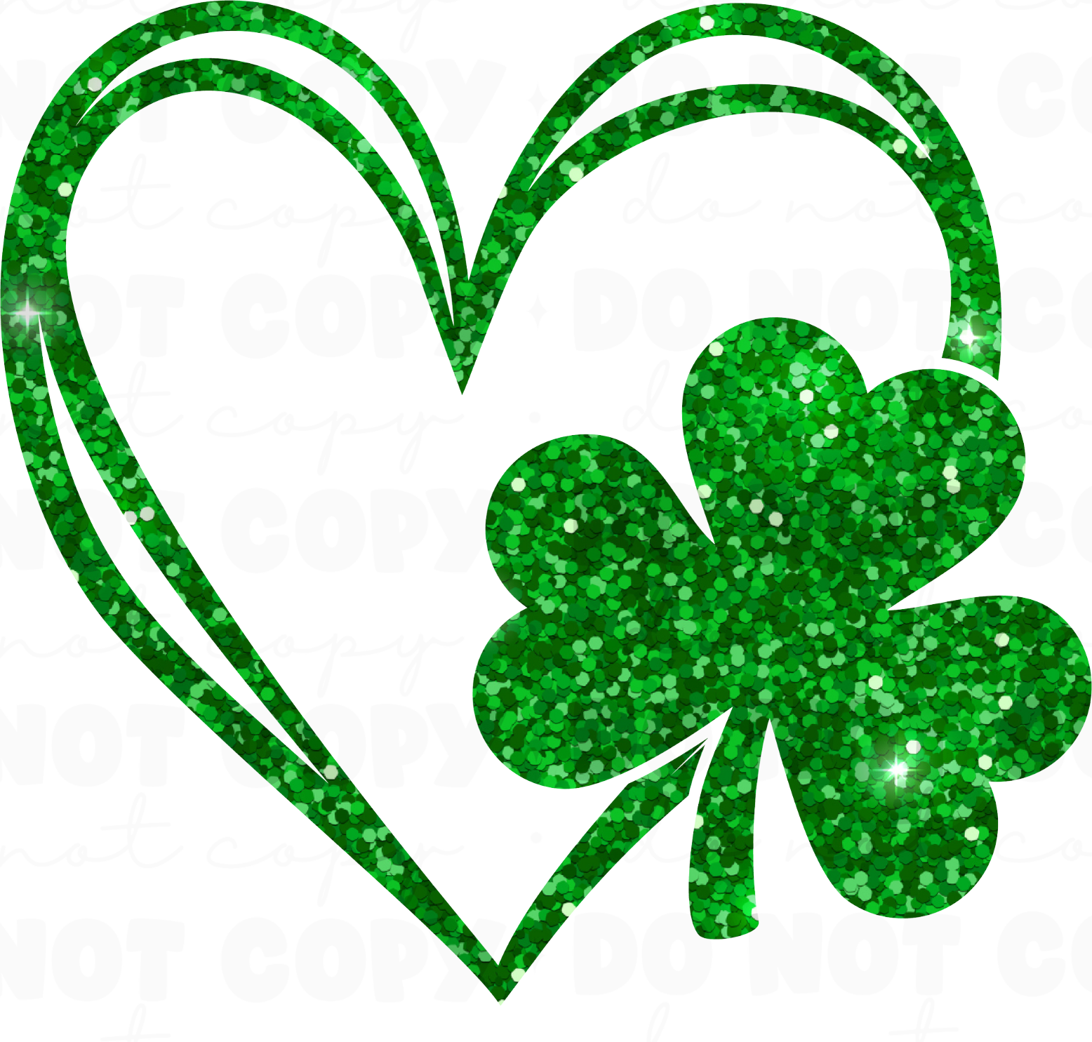 Glitter Shamrock Heart DTF