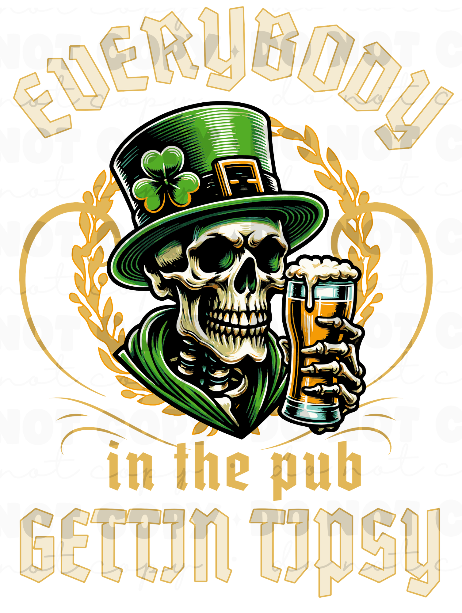 Irish Pub Skeleton DTF Print