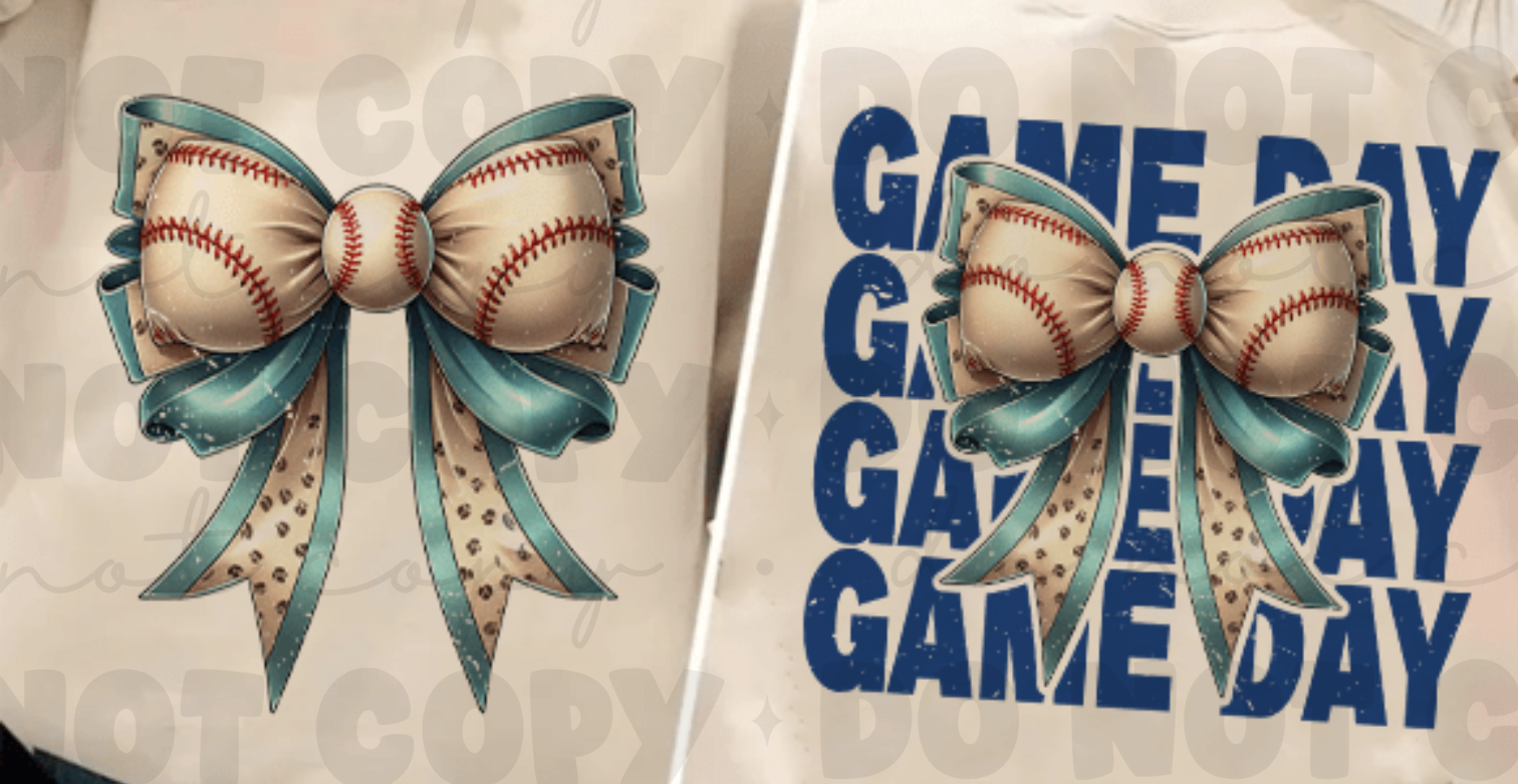 Baseball Themed Decorative Bow Sweatshirt