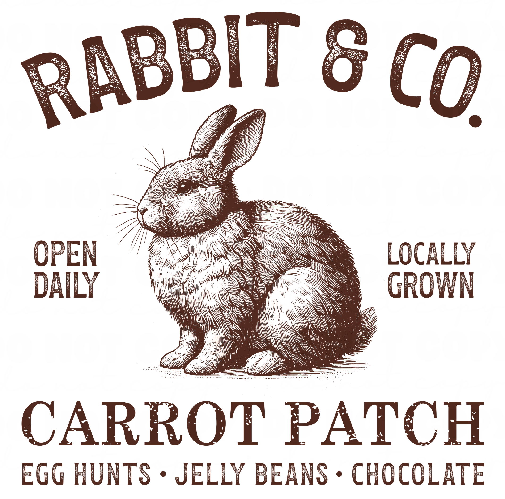 Rabbit & Co Carrot Patch -Brown DTF Transfer
